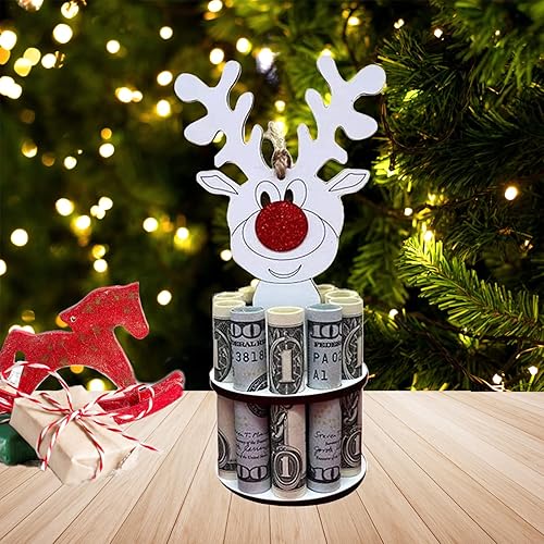 Soporte único de Navidad árbol de Navidad de madera hecho a mano reno caja de dinero de muñeco de nieve decoraciones únicas para el hogar ideas