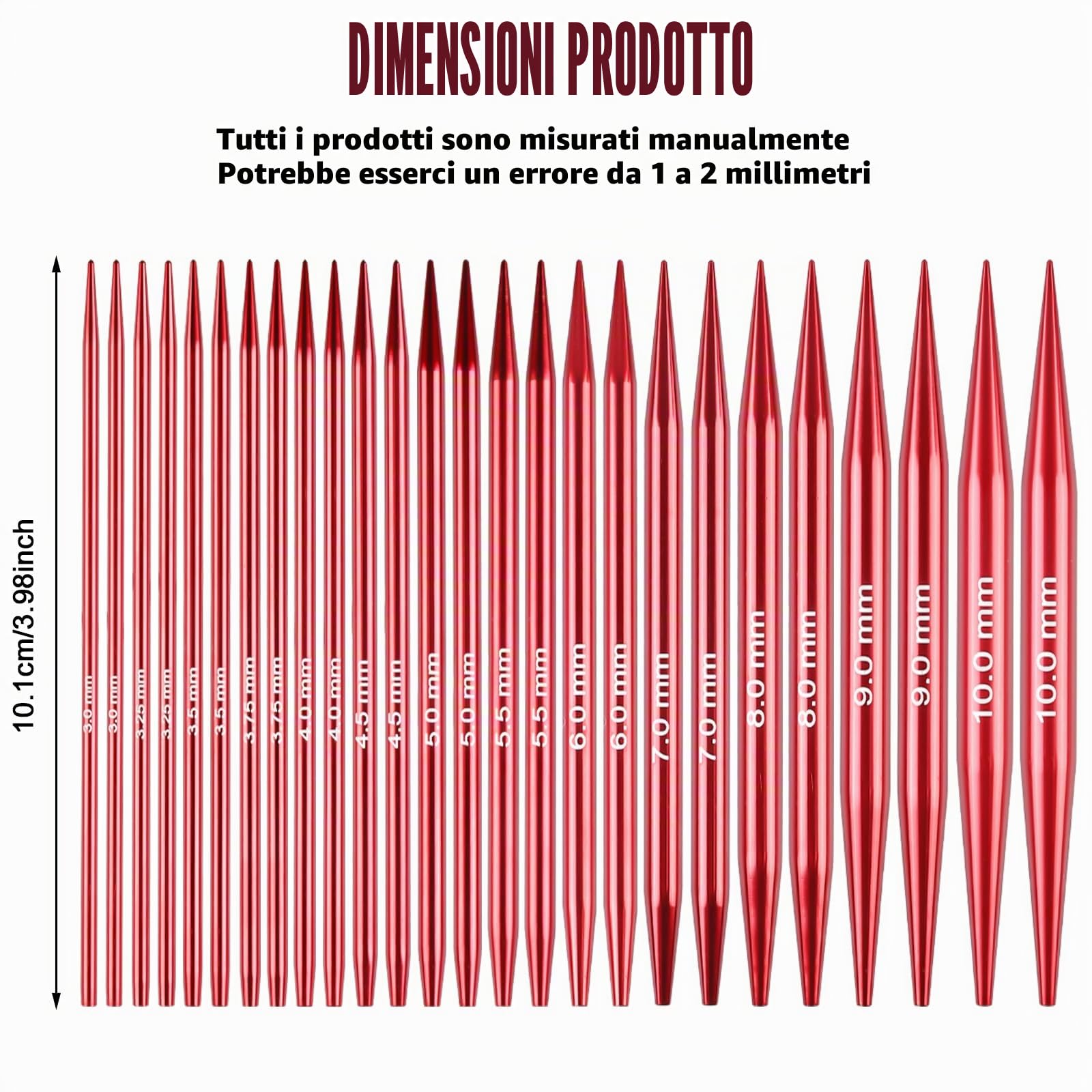 Behogan Set di ferri circolari intercambiabili, 3,0 – 10,0 mm, ferri da maglia intercambiabili con custodia, ideali per progetti a maglia, principianti e professionisti, alluminio, rosso