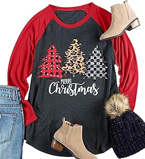 Plus size long sleeve christmas t shirts Clearance