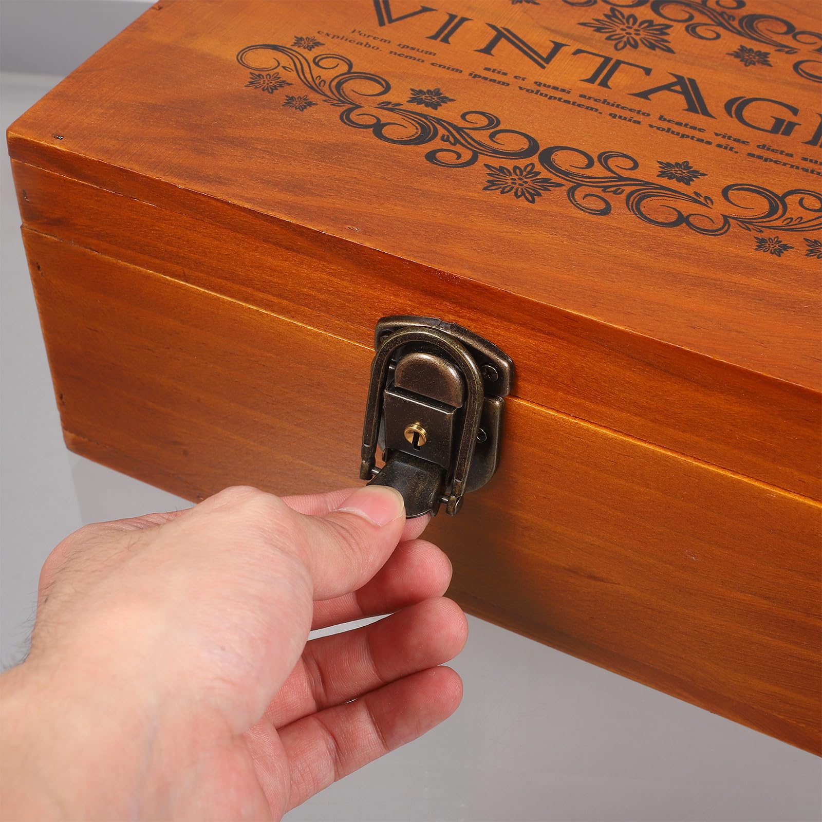 Caja de Almacenamiento de Joyas Vintage de Madera Cierre, Marrón