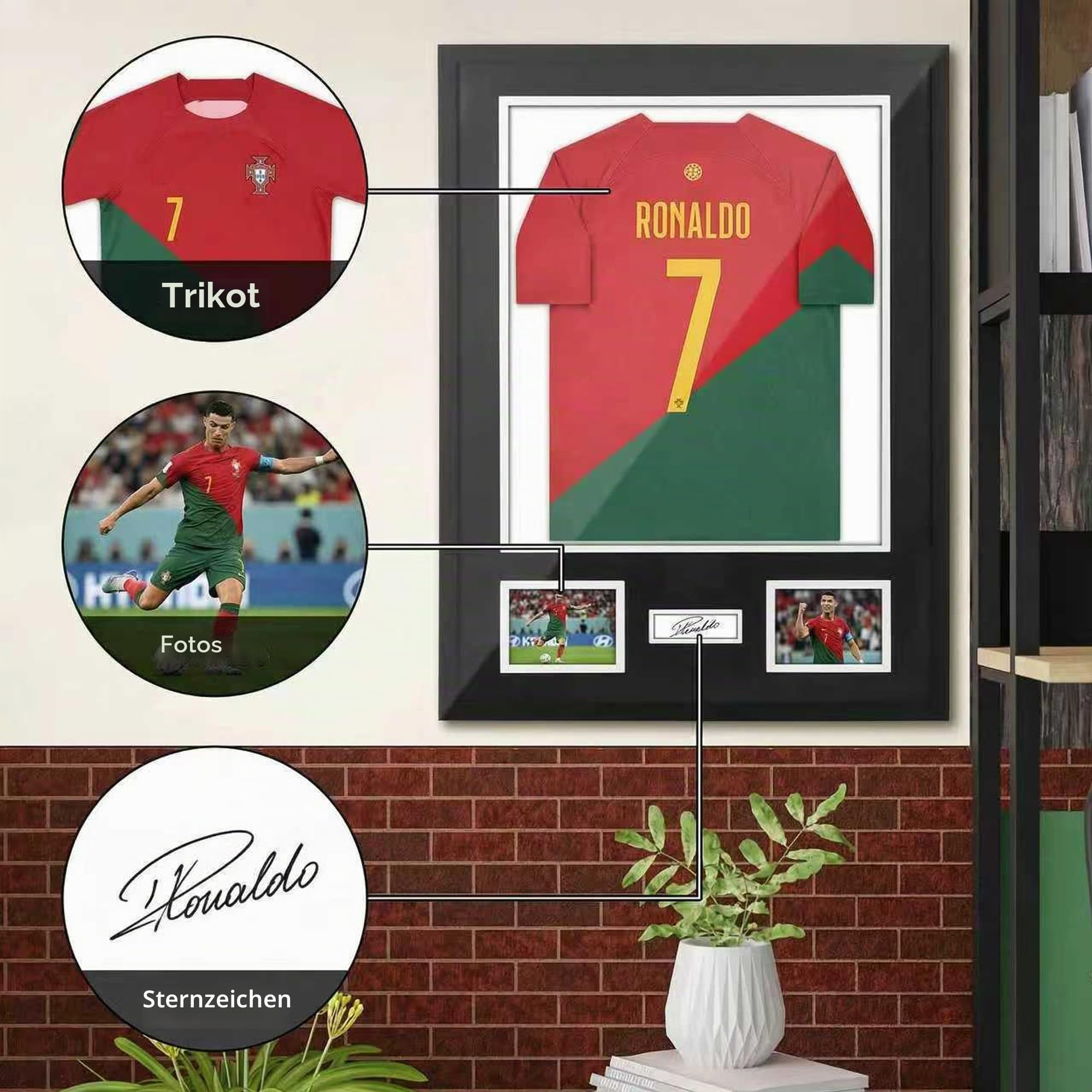 Trikotrahmen 60x80 cm, 3D Objektrahmen für Fußballtrikot, Trikot Bilderrahmen aus Aluminium, Deep Frame Bilderrahmen für Trikot, geeignet für Fußball-, Rugby- & Bandshirts