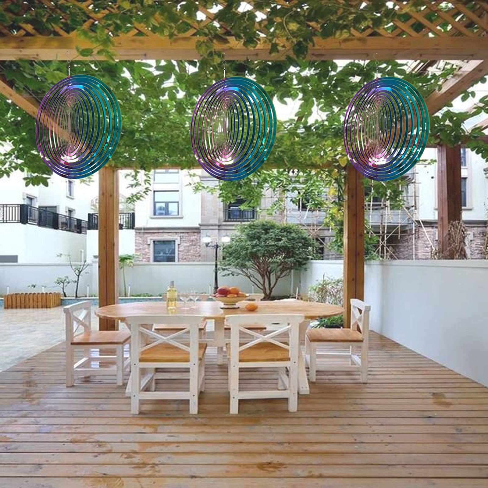 YIWOYI - Girandola a vento, in acciaio inox 3D, a forma di cuore in metallo, decorazione da giardino, cinetica, da appendere al cortile esterno, per
