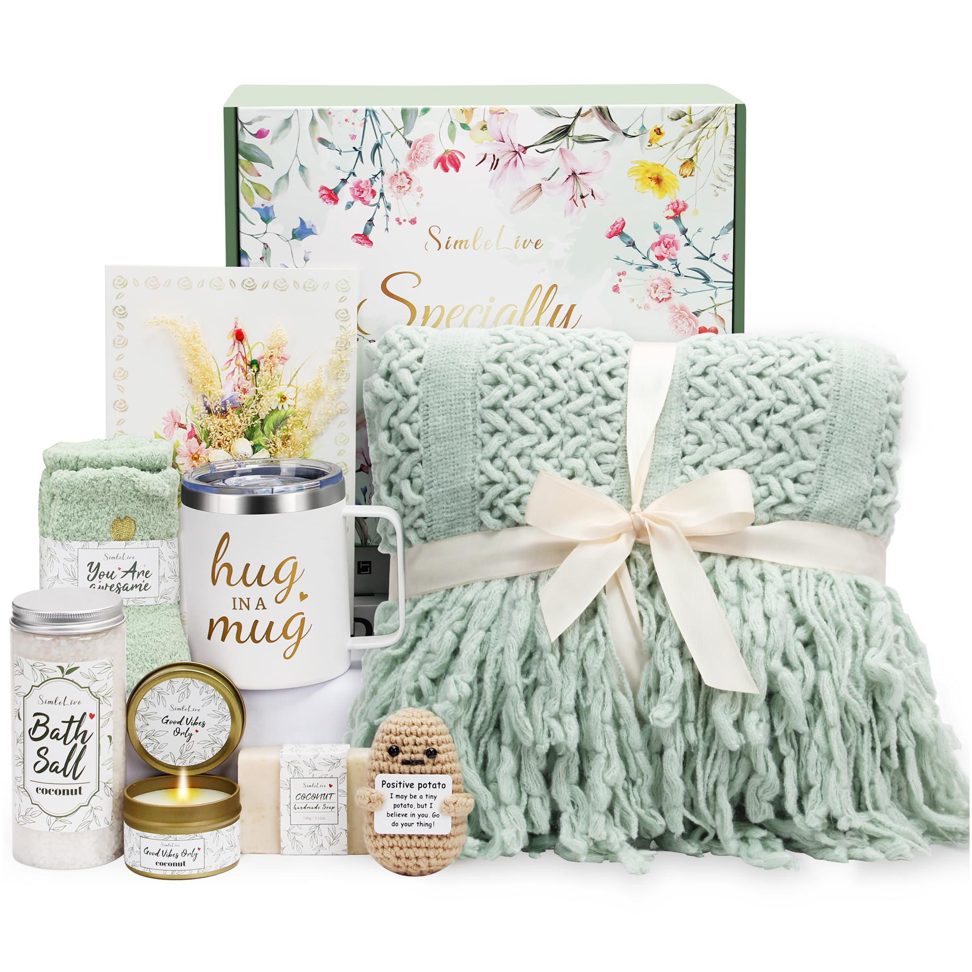 SimleLive Self Care Gifts for Women Get Well Soon Gifts, Birthday Gifts for Women Care, Sympathy Gift Baskets Spa Gifts Thinking of You Inspirational