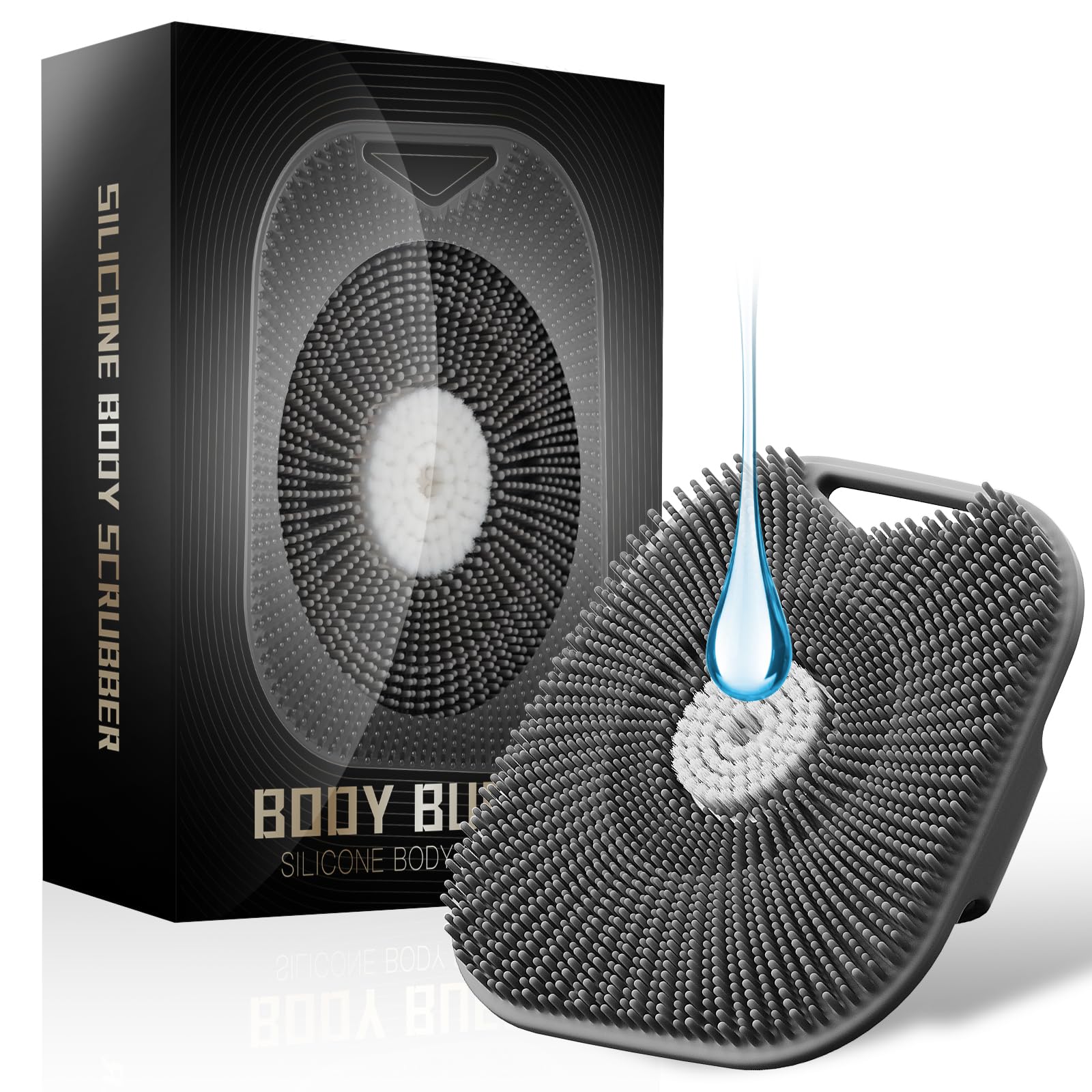 Zinc Infused Silicone Body Scrubber for Men, New Upgrade Deep Exfoliating Body Scrubber for Shower, Silicone Loofah Men for Sensitive Skin with