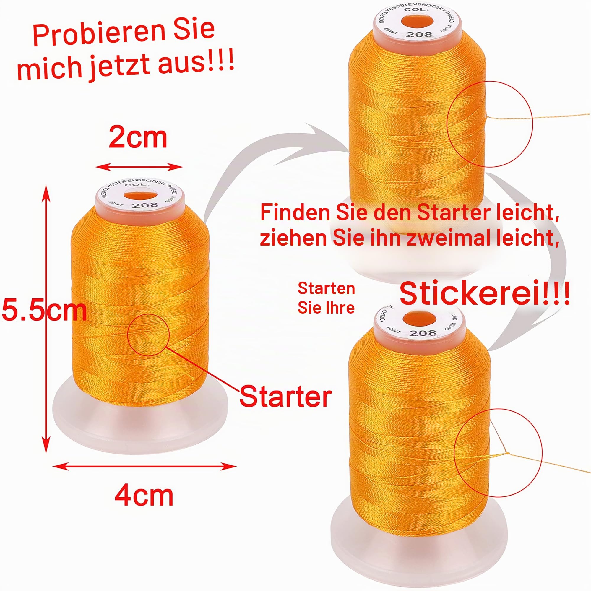 New brothread 63 Brother Farben Polyester Maschinen Stickgarn 500M (550Y) für Brother/Babylock/Janome/Singer/Kenmore Stickereimaschine
