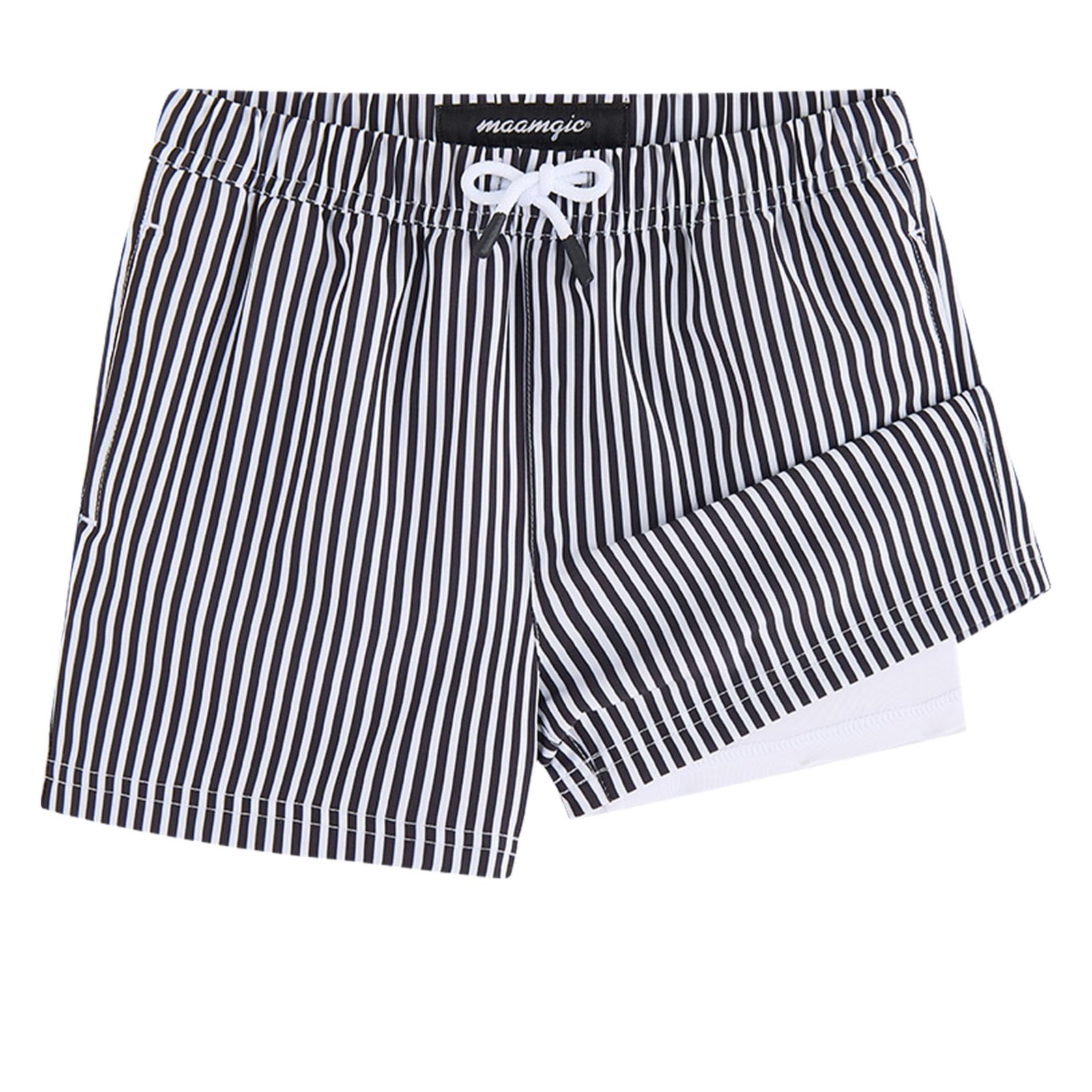 MaaMgic Jungen-Badeshorts, 2-in-1-Boxershorts, Kompressionsfutter, Kleinkind-Badehose, dehnbar, schnell trocknend, Anti-Scheuer-Badeanzüge mit Taschen