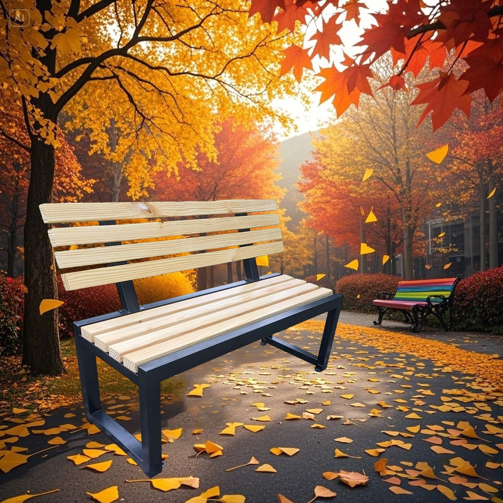 Banc de jardin d'extérieur en acier et bois de 100 à 150 cm pour les terrasses