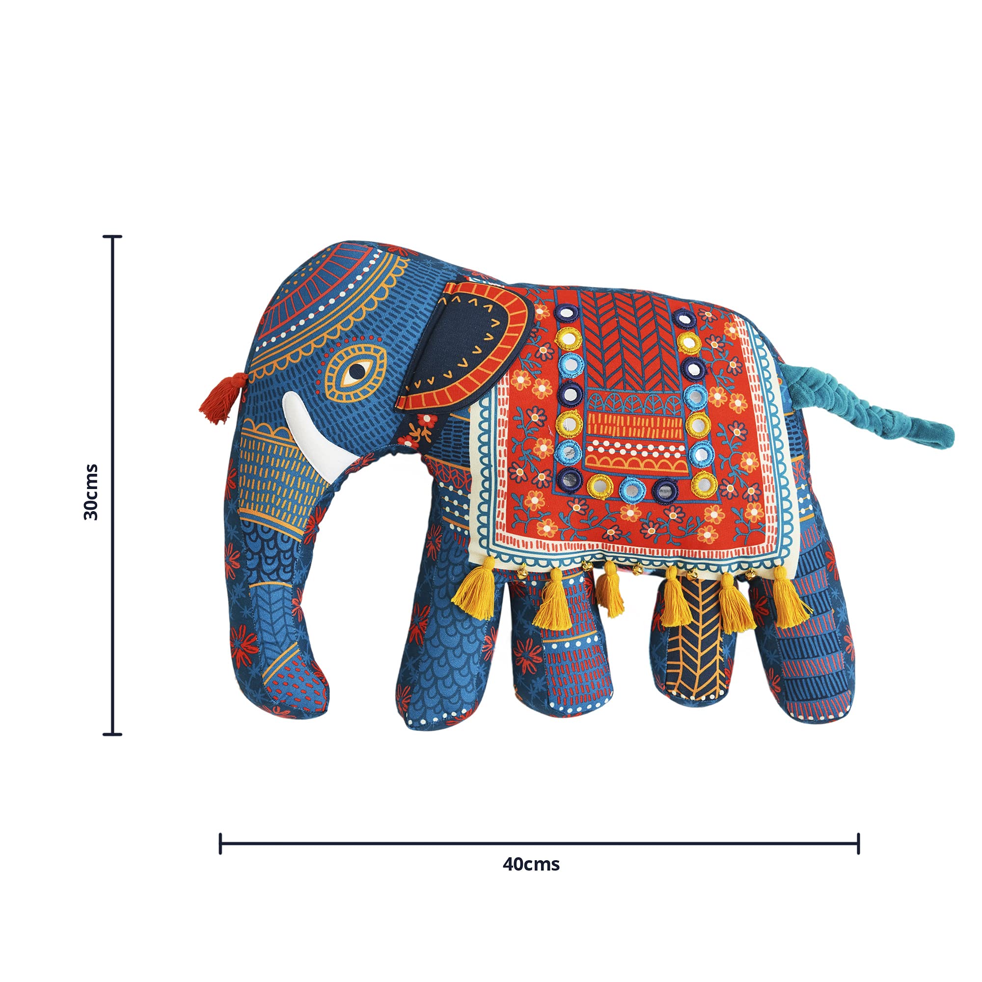 CHUMBAK Cotton Polyester The Royal Ride Kutch Cushion (Blue, 4 x 30 x 6 cms) - Image 2 thumbnail