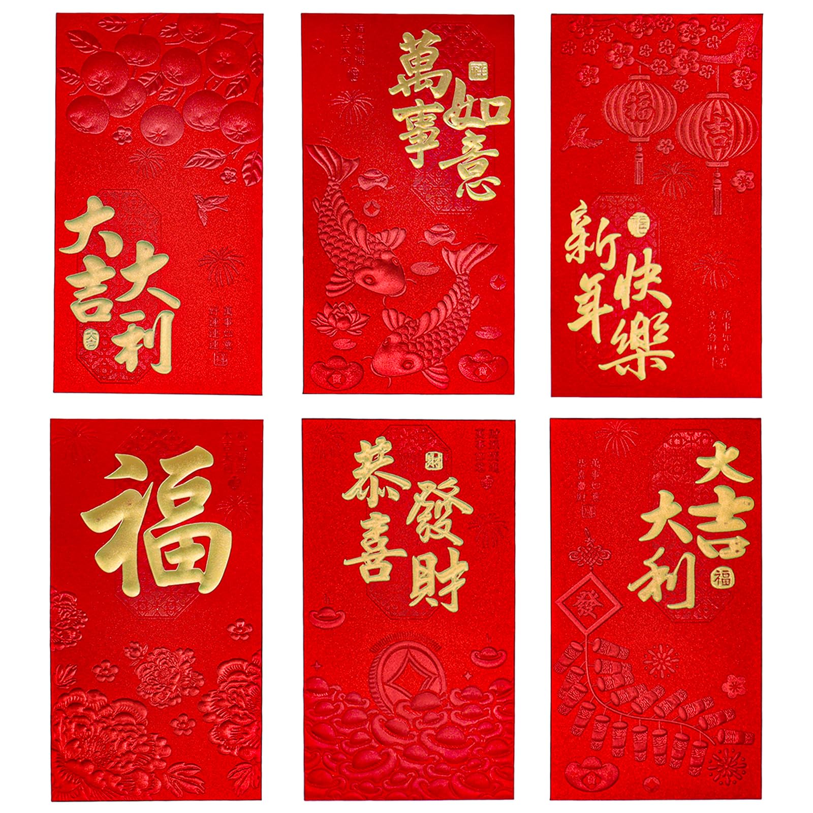 36Pcs Chinese New Year Red Envelopes, Lucky Money Envelopes for Cash, Hong Bao, 2026 New Year Red Pocket, Traditional Money Pocket for Chinese Lunar Spring Festival Blessing Envelope
