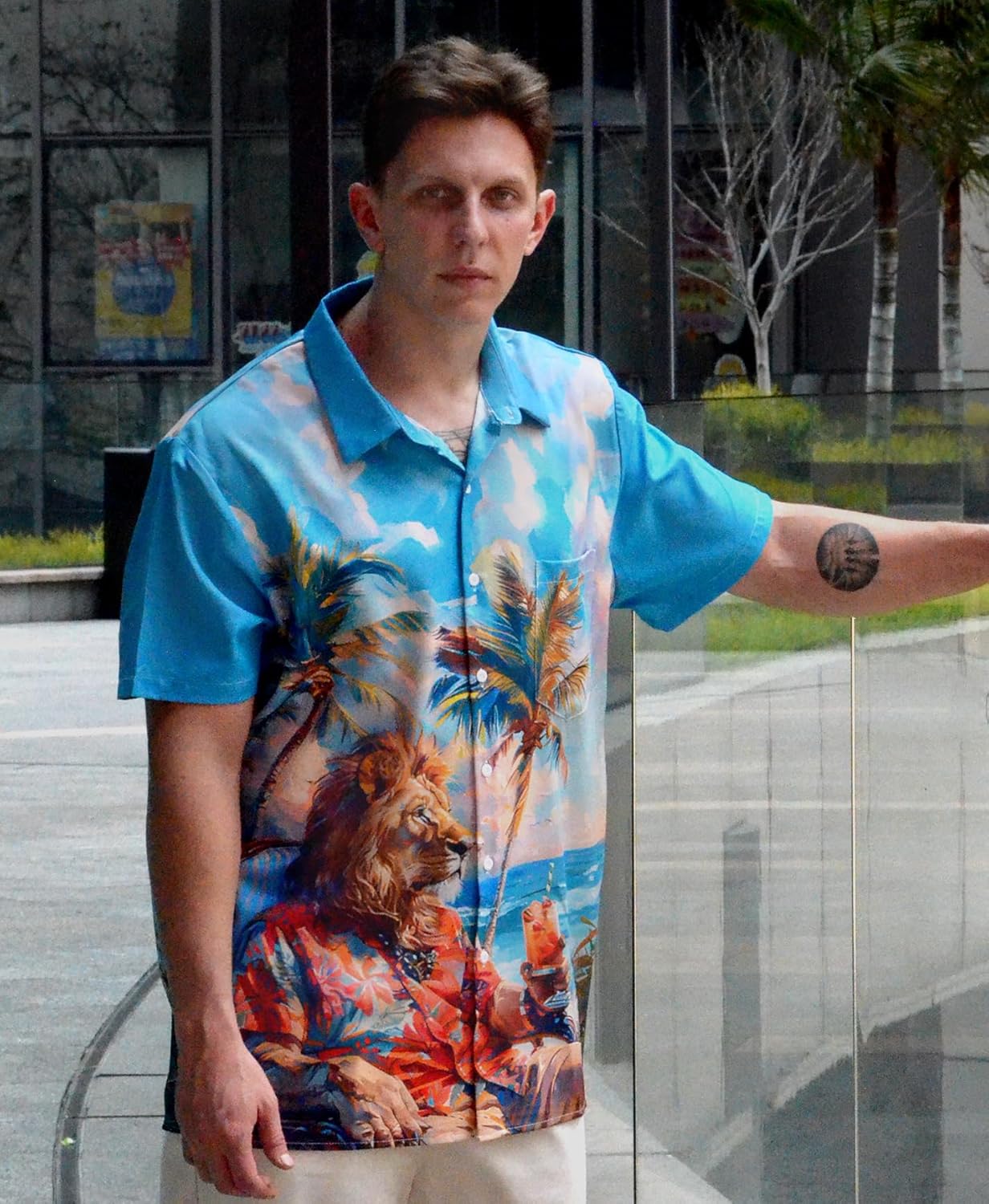 Men's Hawaiian Shirt Button Down Funny Printed Casual Short Sleeve Summer Beach Party BBQ Shirts - Image 3