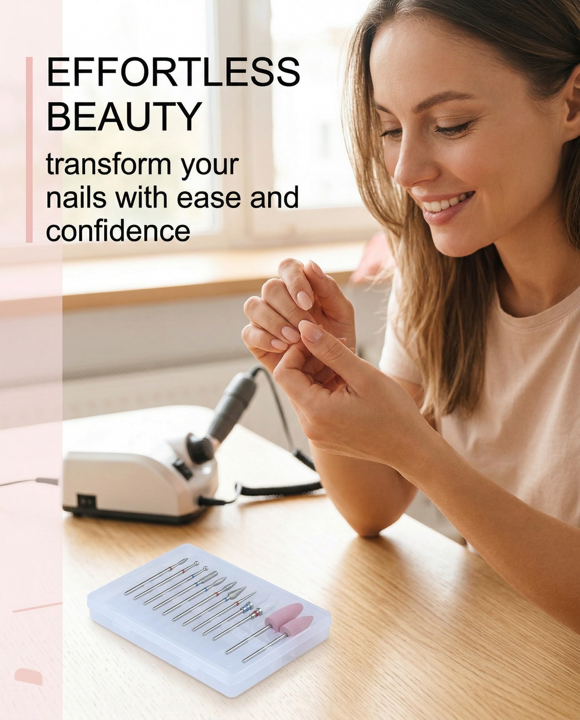 Punte Fresa Unghie 12 Pezzi Professionali, Diamante e Ceramica con Scatola per Rimozione Gel Acrilico Rapida e Manicure Pedicure.