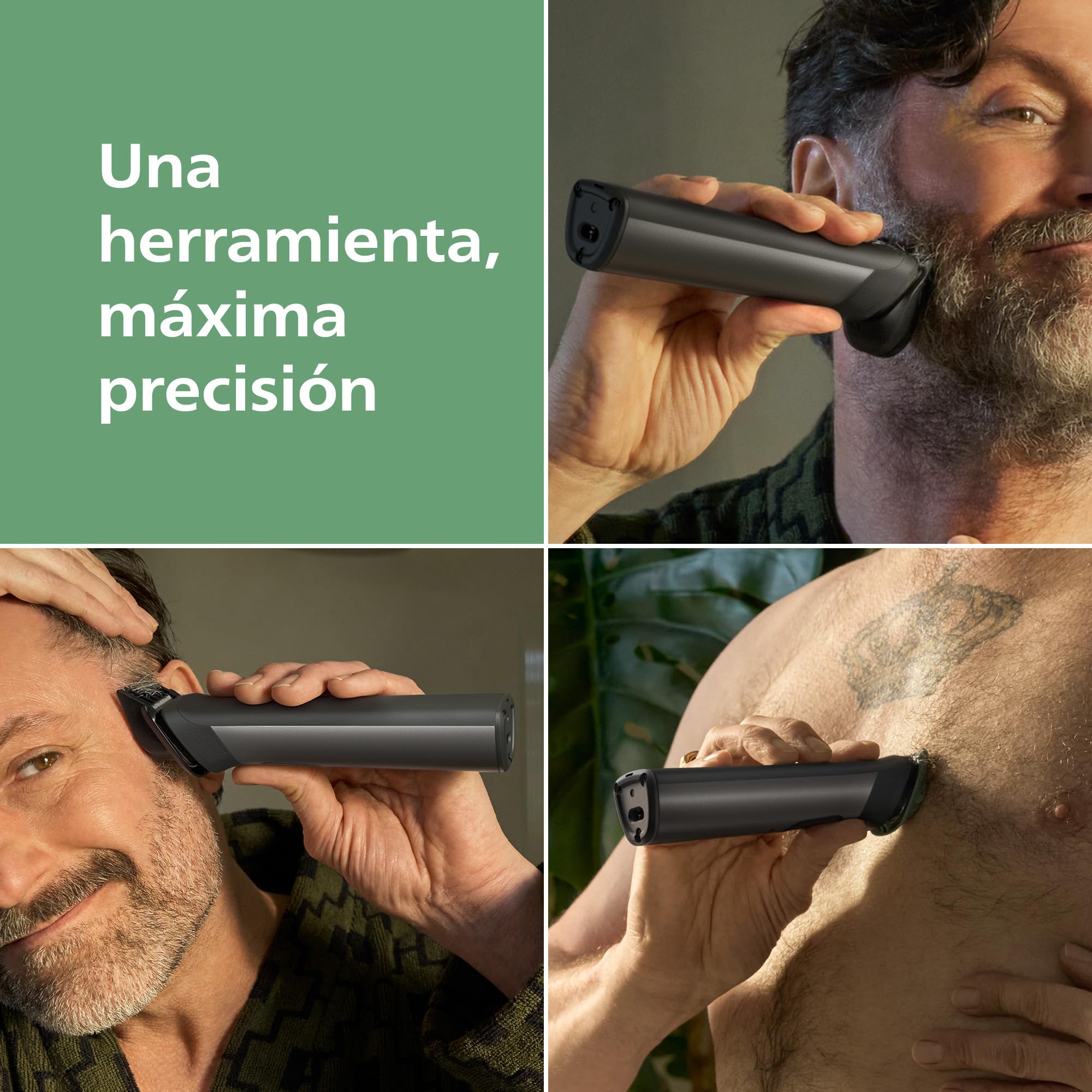 Philips Recortadora todo en uno de 16 en 1 Serie 7000 - Afeitadora y cortapelos hombre para rostro, cabeza y cuerpo, cuchillas de acero autoafilables, 21 longitudes, recargable, MG7931/15