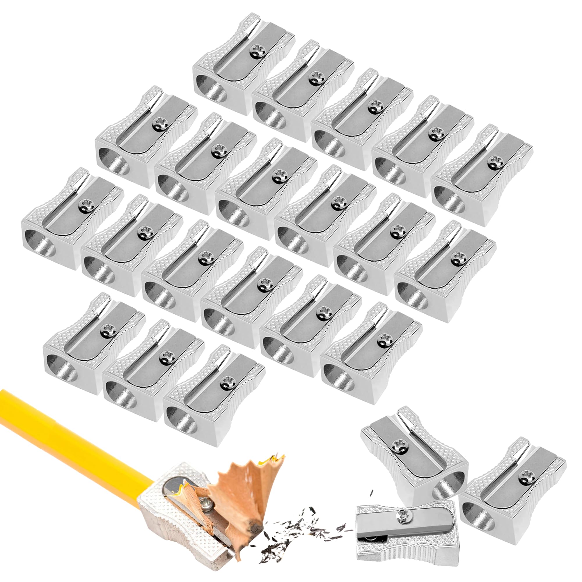 M1SS Metal Pencil Sharpeners – Pack of 24 | Single Hole Heavy-Duty Sharpeners | Compact, Durable Metal Body | Bulk Buy for School, Office, Classroom & Exam Use