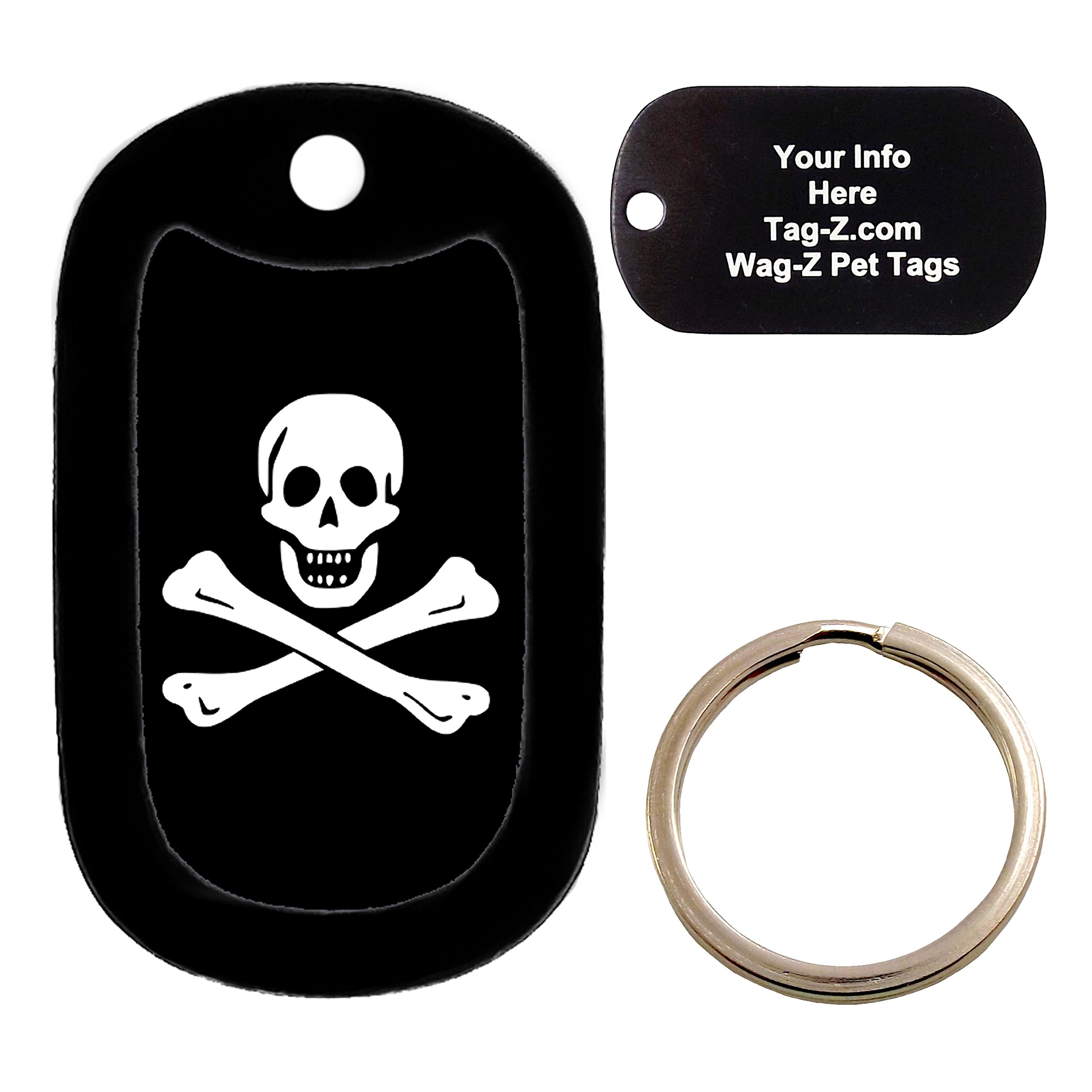 Custom Engraved Pet Tag - JOLLY ROGER BONES - Dog Tag - Tag-Z Wag-Z
