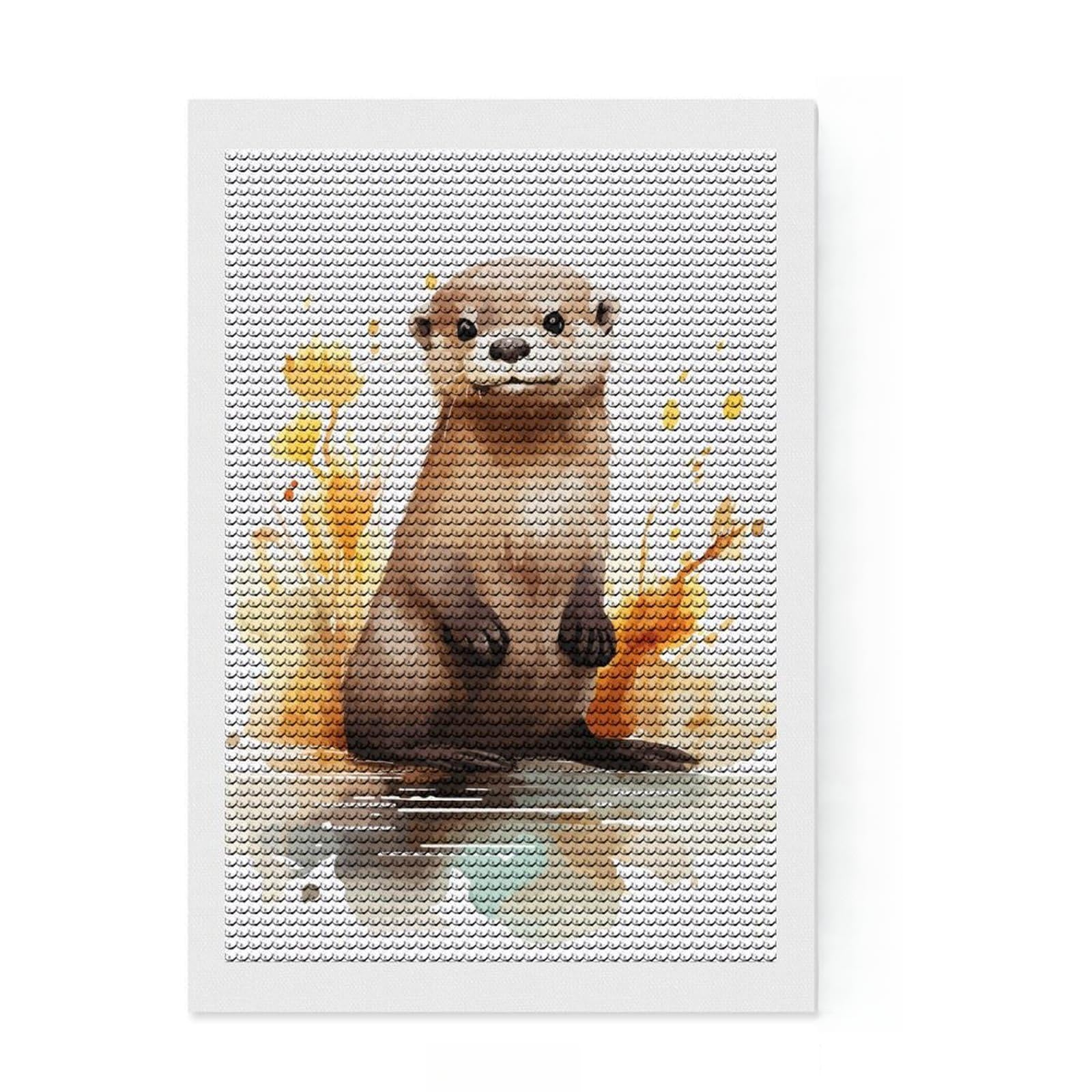 Junmoney Watercolor Otter Full Drill Diamond Painting Kit 8"x12", for Adults, Boho Decor, with Tool Kit, Artistic Hobby, Aesthetic Room Decor