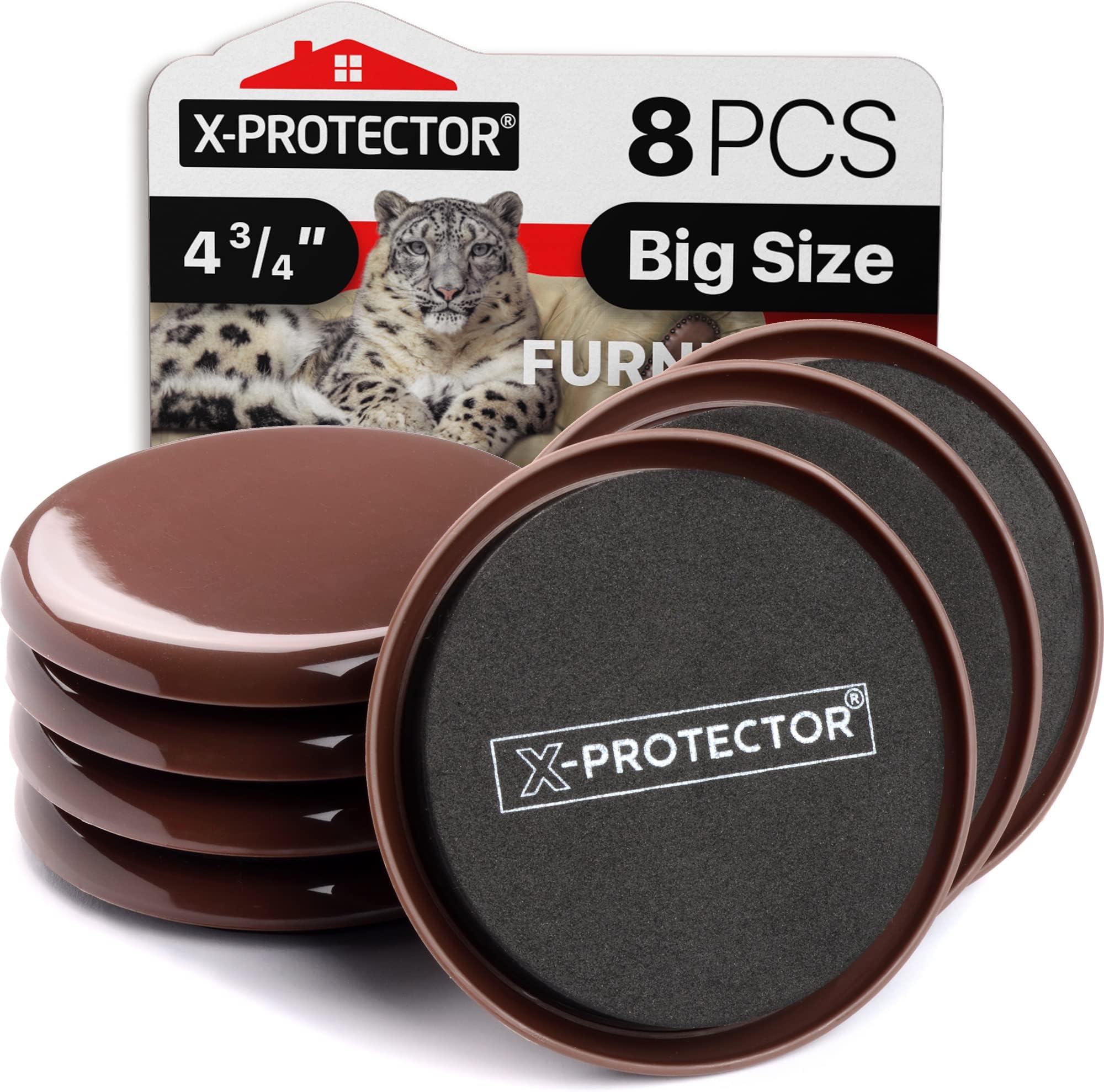 Furniture Sliders for Carpet X-PROTECTOR - 8 PCS Best Heavy Moving Pads 4 3/4" - Sliders for Furniture. Move Your Furniture Easy with Reusable Furniture Movers Sliders for Carpets!