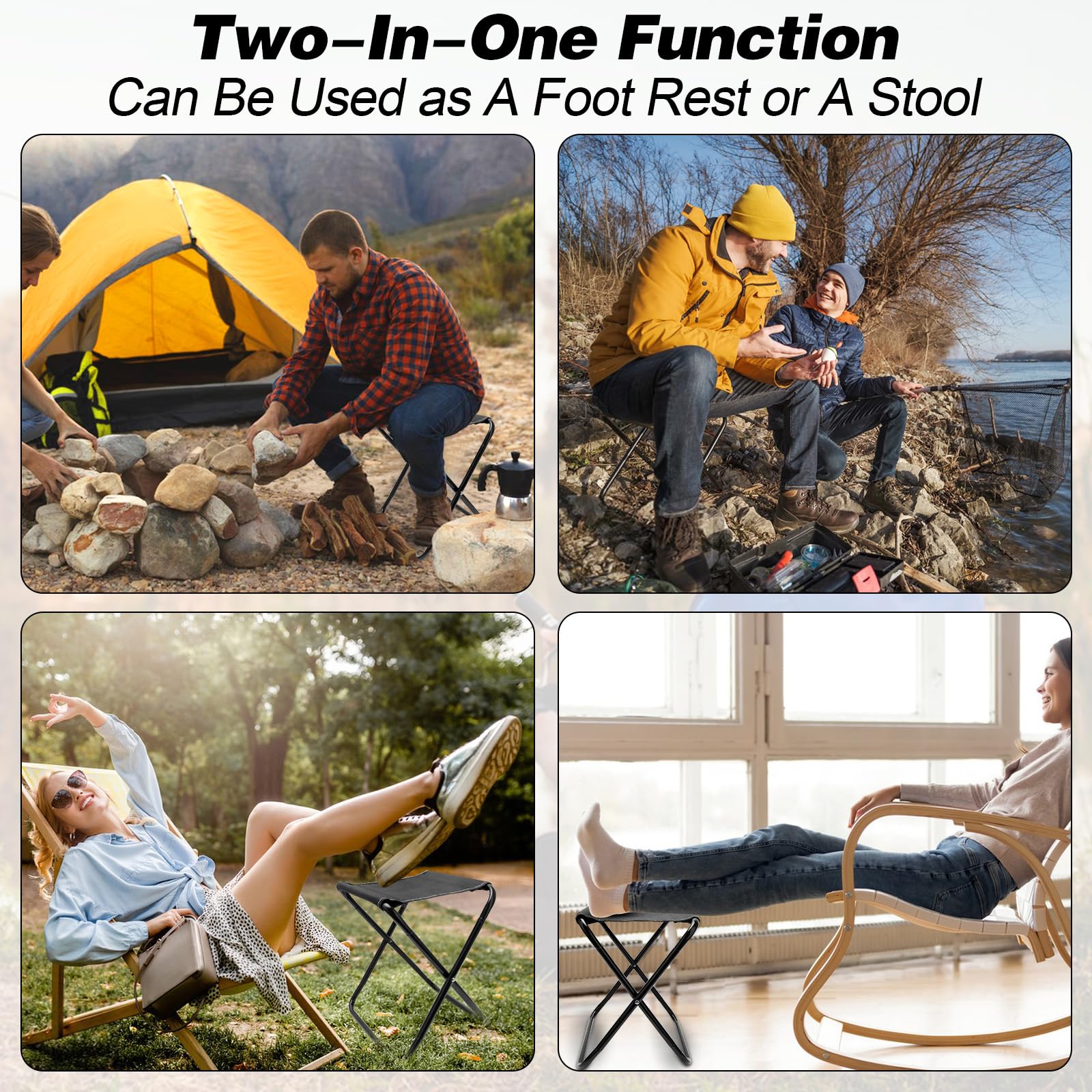 LOMUG Camping Hocker Klappbar - 150kg Tragkraft - Mit Tragetasche - Für Outdoor & Garten