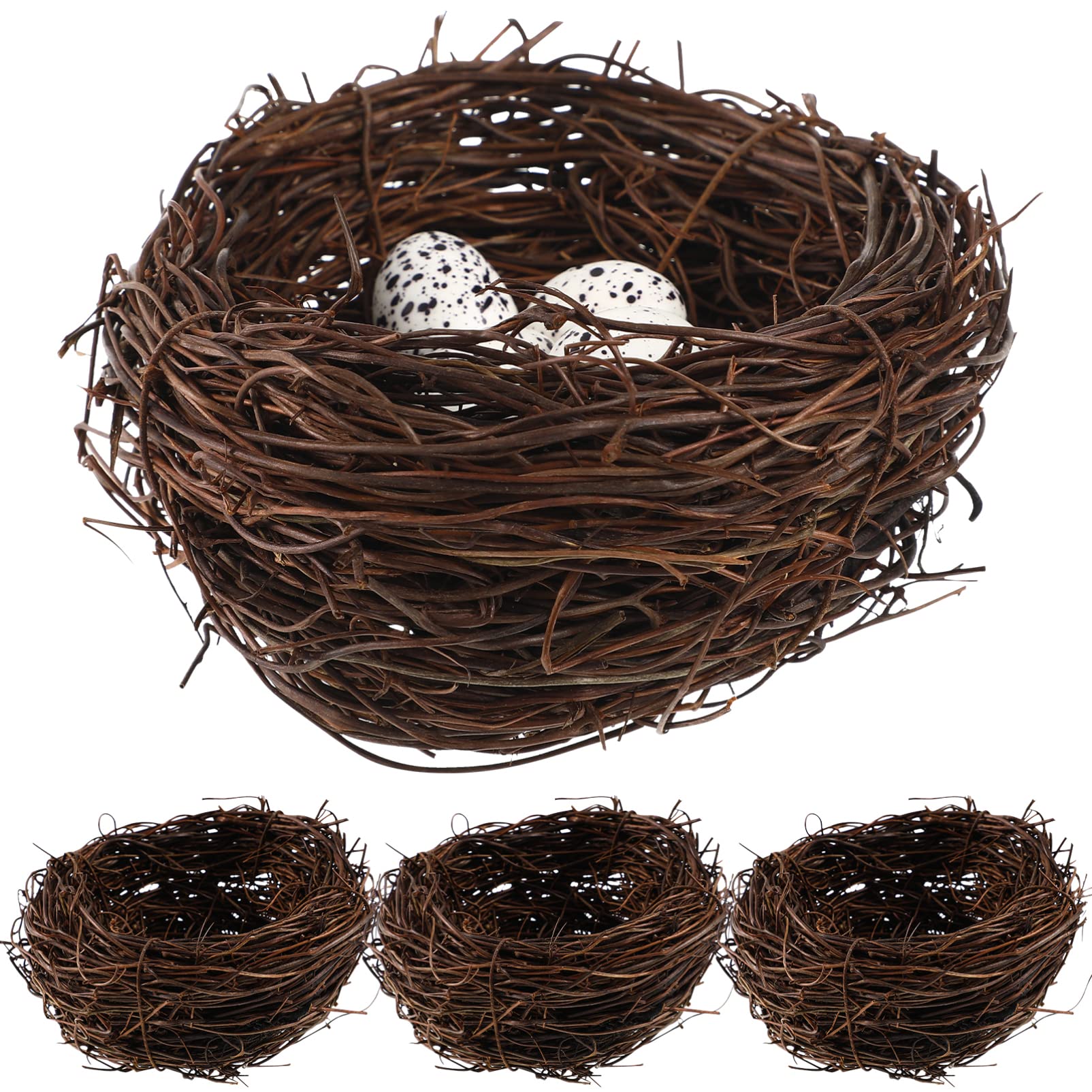 SUPVOX 4 Pcs Birds Nests Imitation Rattan Birds Nests Photography Props Ornaments Garden Yard Easter Decorations
