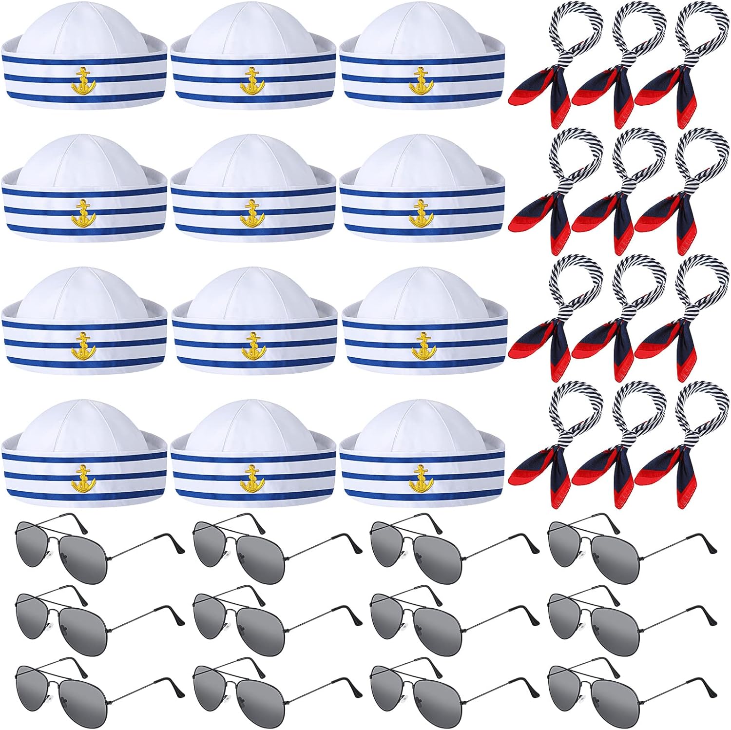 Zhanmai 36 Pieces Sailor Costume Accessories Sailor Hat and