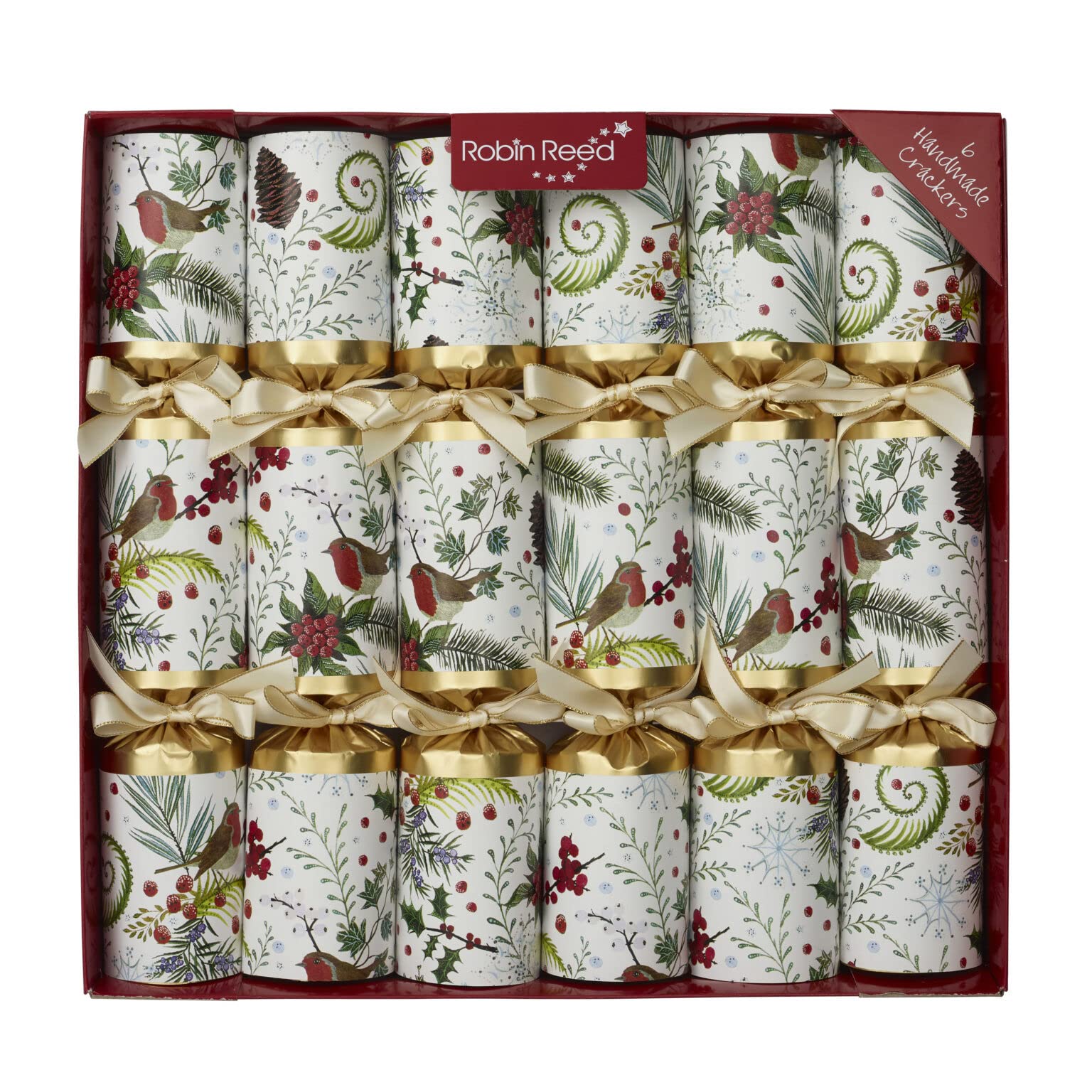 Crackers Ltd White Robin Reed Set Of 6 Festive Robins Christmas Crackers