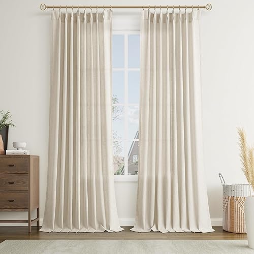 Miniatura 10 de Joywell Cortinas de Ventana de Lino con Pliegues Pinzados de 84 Pulgadas de Largo, Pestañas Traseras con Anillas de Clip, Cortinas Semitransparentes