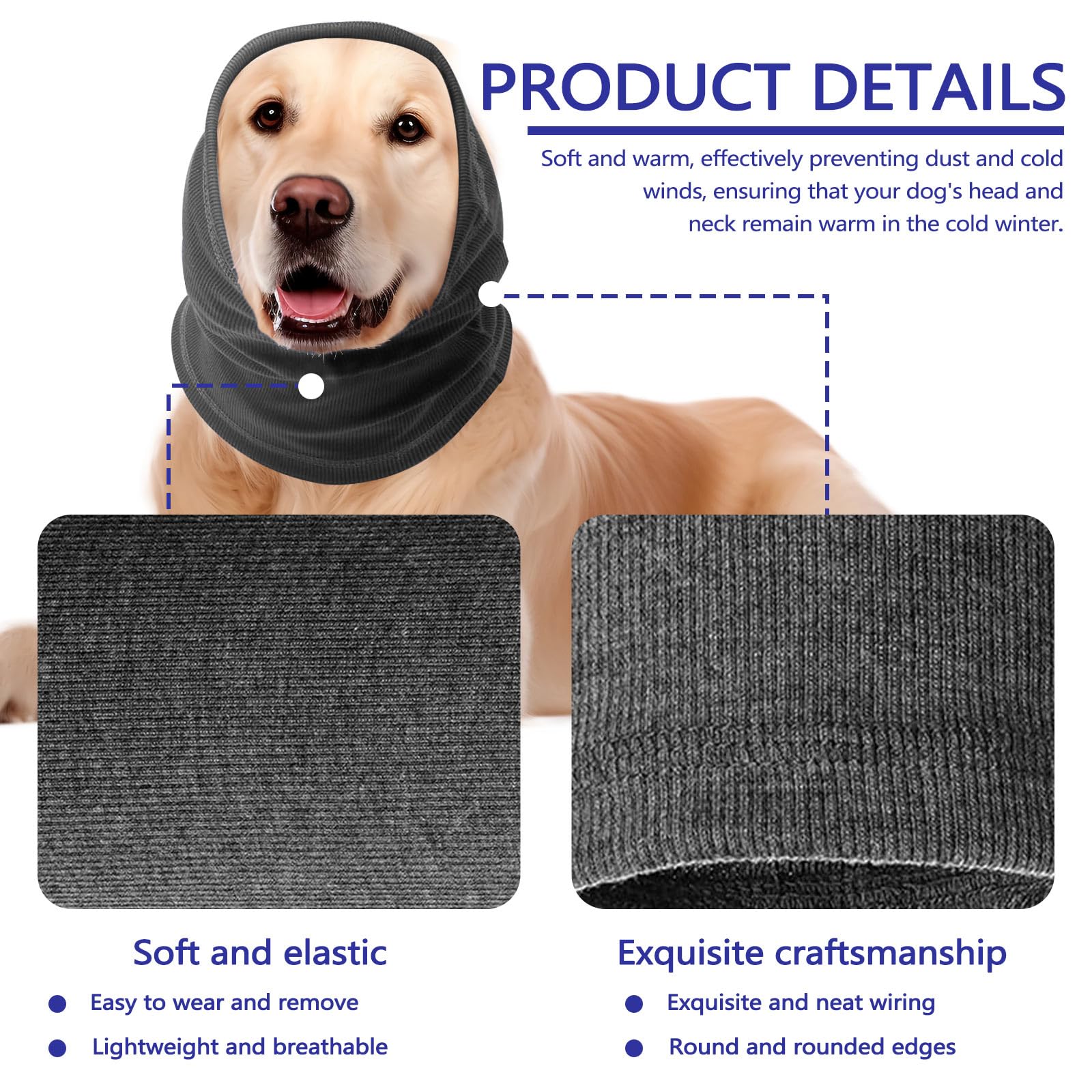 Thatyro 2 Pieces Headband Quiet Ears for Dogs Knitted Dog Ear Cover Muffs Noise Protection - Image 3