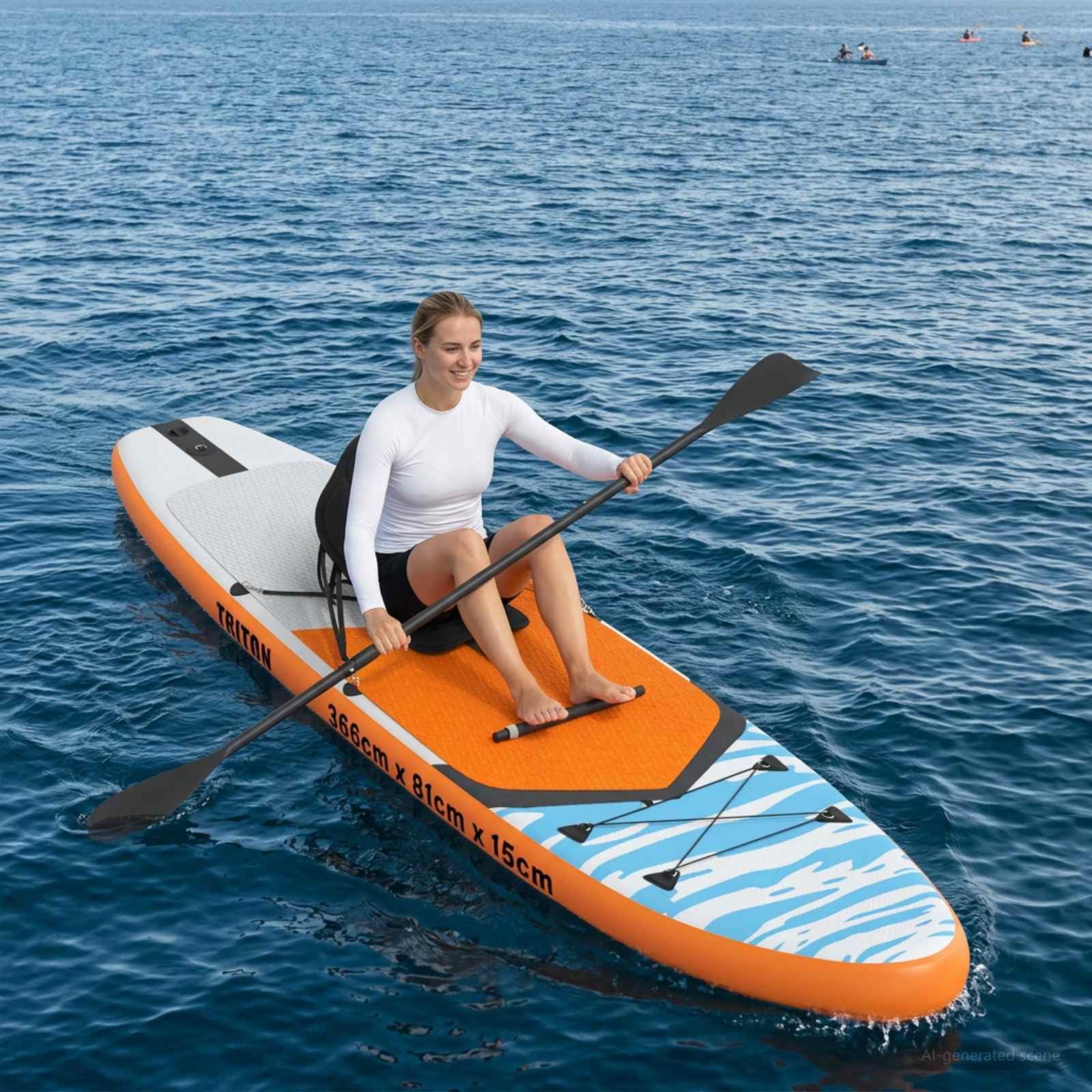Mangloder - Tabla de surf con asiento 2 en 1 para deportes acuáticos, portátil, tabla de yoga y touring para río lago, incluye bomba, aleta, leash, mochila para adultos