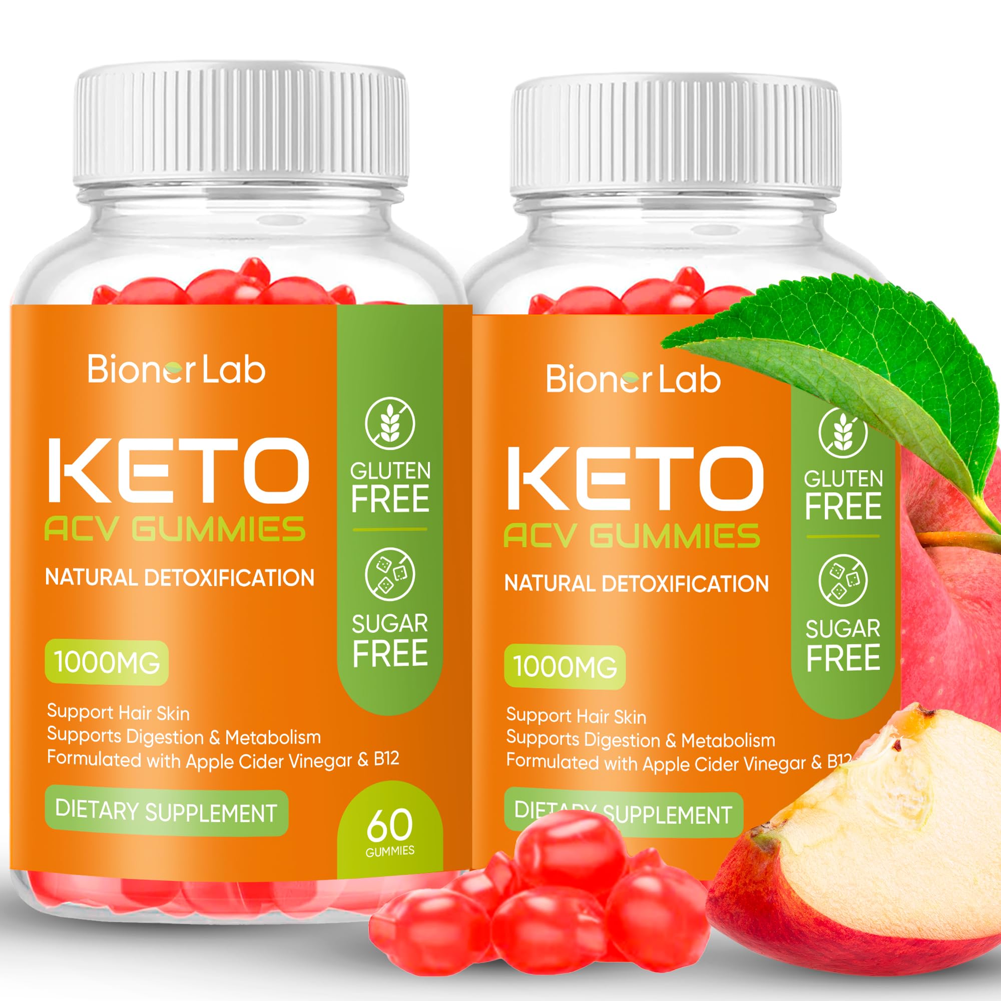 Keto ACV Gummies - Sugar Gluten Free Pro Active Super Apple Cider Vinegar Supplement for Men Women - Digestion Metabolism Hair Skin Health (1000MG)