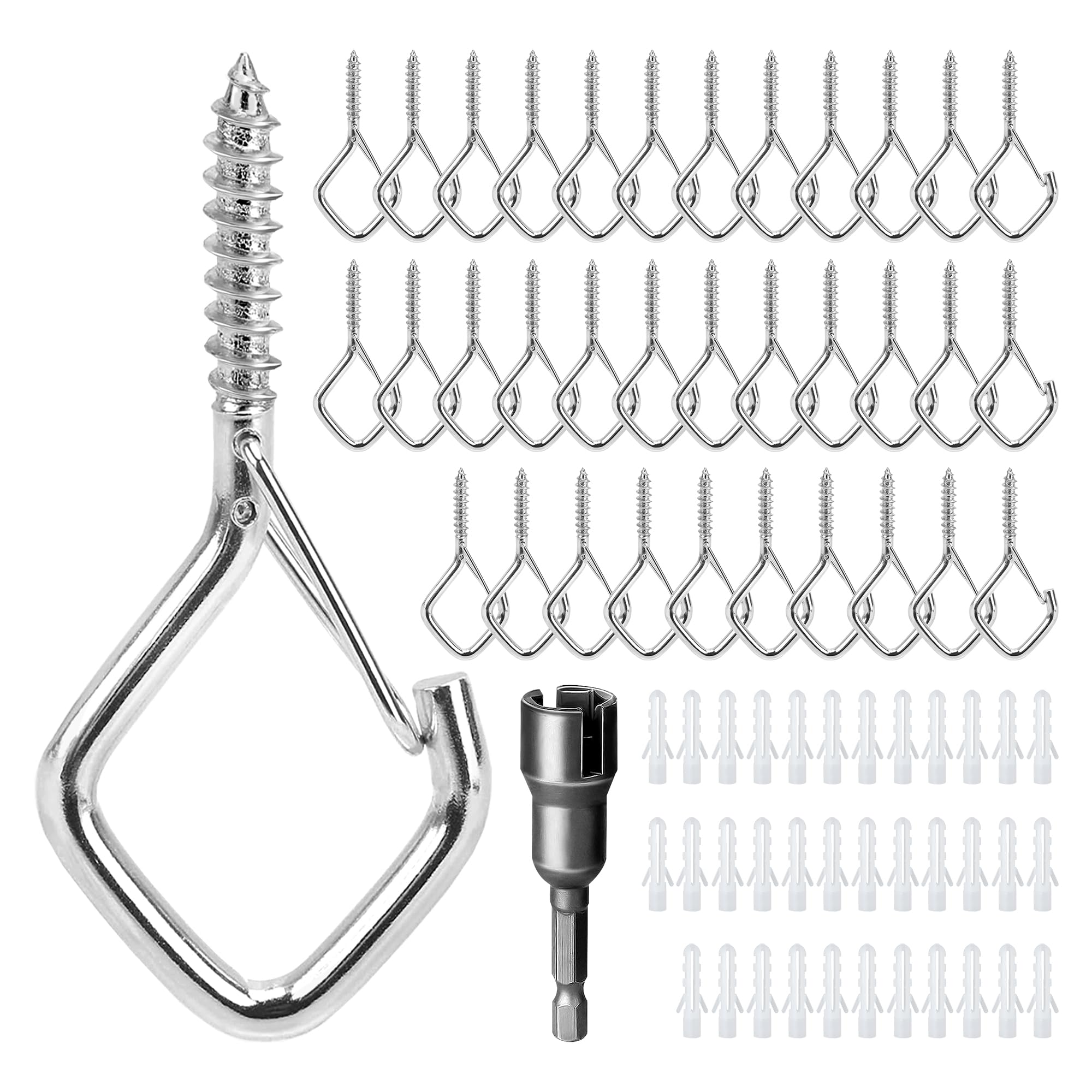 Ticway 35 PCS Q-Hanger Hooks for String Lights Ceiling Hangers for Plants & Wind Chimes
