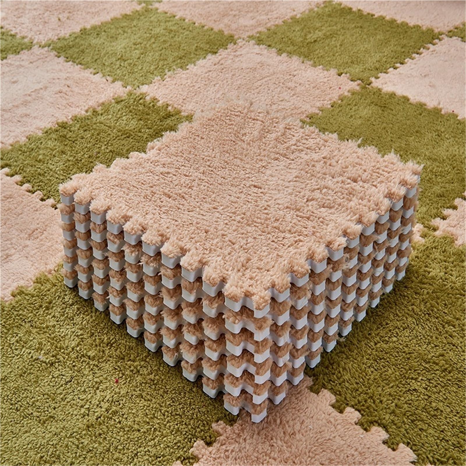 Pluszowa mata puzzlowa, 8 sztuk wielokolorowa pluszowa mata do puzzli z pianki EVA 30x30cm blokujące kwadratowe płytki(Red)