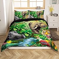 Vista 36 de Funda de edredón de koala para niños, juego de ropa de cama de animales salvajes de Australia con hojas florales y ramas botánicas, funda de edredón