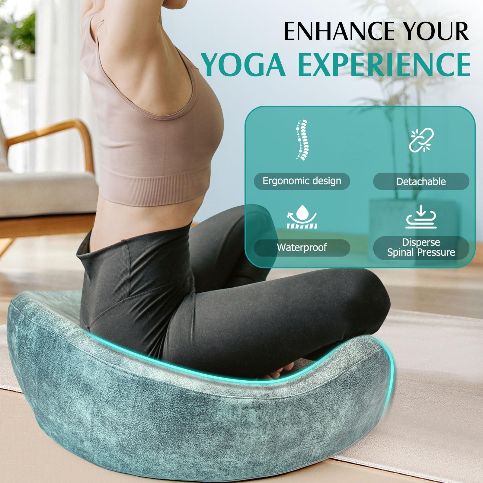 LTHTRADE Meditation Cushion - Meditation Floor Pillow with Washable Cover for Adults Sitting, Reading, Yoga - Memory Foam Material, Ergonomic Design, 23.6 Inch