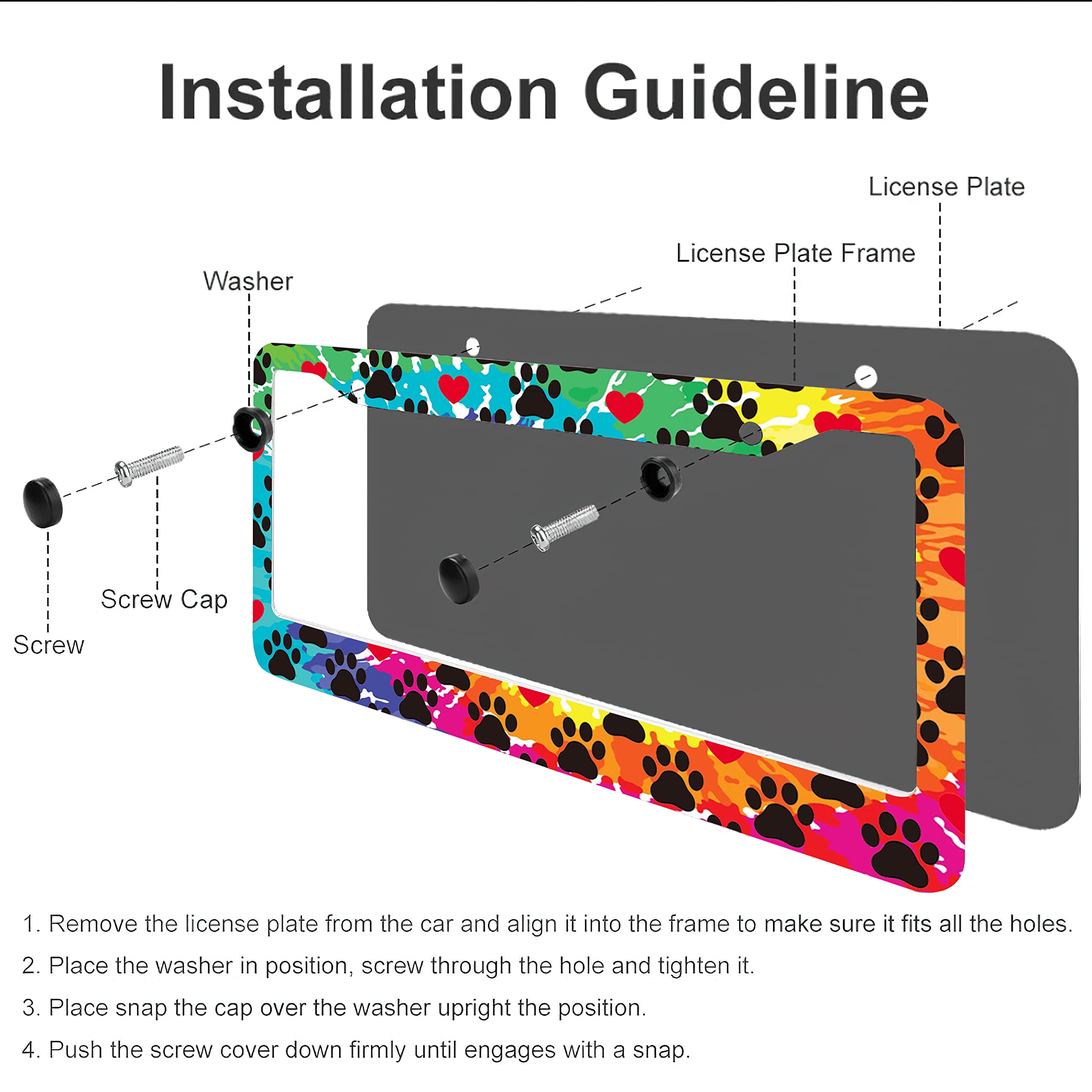 Larkverk License Plate Frame Decorative Aluminum Car Tag Cover Frames Stainless Metal License Plate Holder for Women Men Auto Accessories 2 Holes US Standard 12''x6''