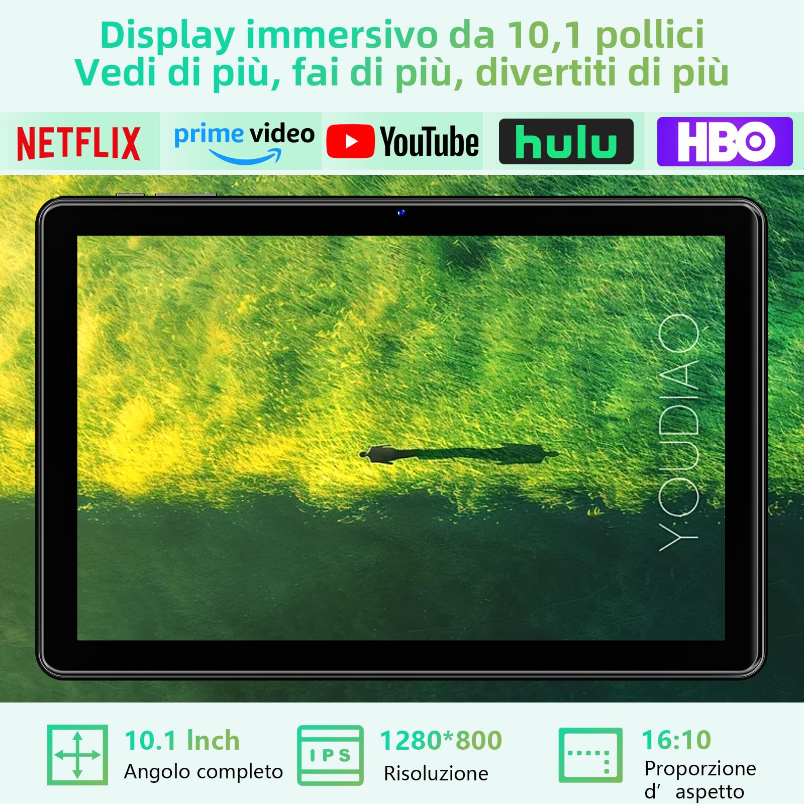 Raemond Tablet 10 pollici Android 15 Tablet PC con RAM 18GB + ROM 128G (1TB TF), IPS 1280 × 800,Widevine L1 Octa-Core Tablet con WiFi 5G, CPU T30, 5MP + 8MP, 6000 mAh, Face ID, certificato da Google