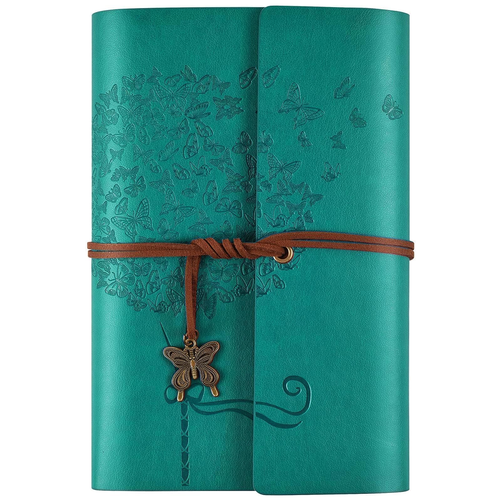 OMEYA Leather Journal Notebook, Refillable Writing Journal Diary Planner for Women Girls (Blue, A6 7.3'' x 5.1'')