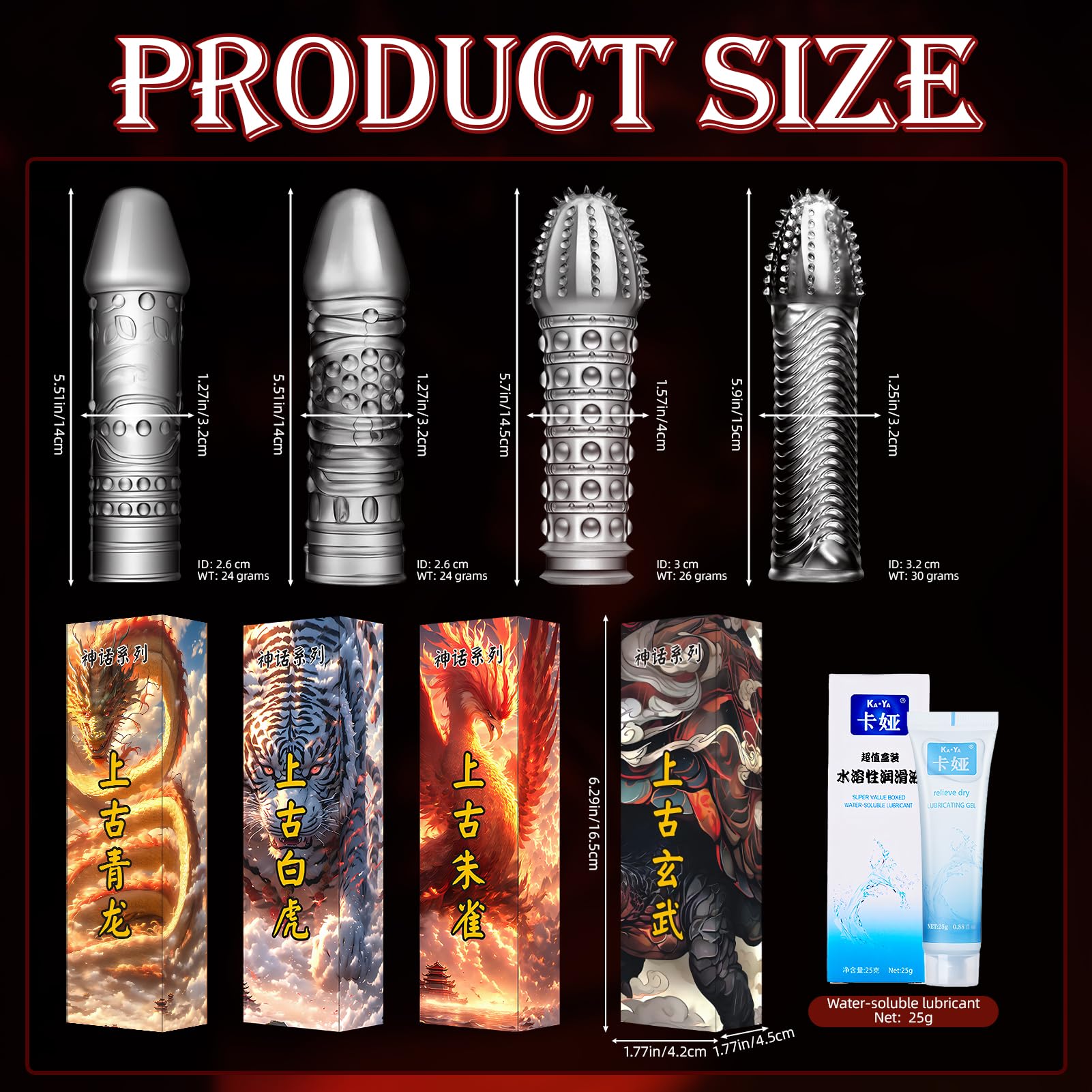 Confezione da 4 guaine per pene Dick Custodie Spesse In Silicone Trasparente, Riutilizzabili, Per Stimolazione Intensiva Del Pene E Miglioramento Dell'Erezione(4Forma)