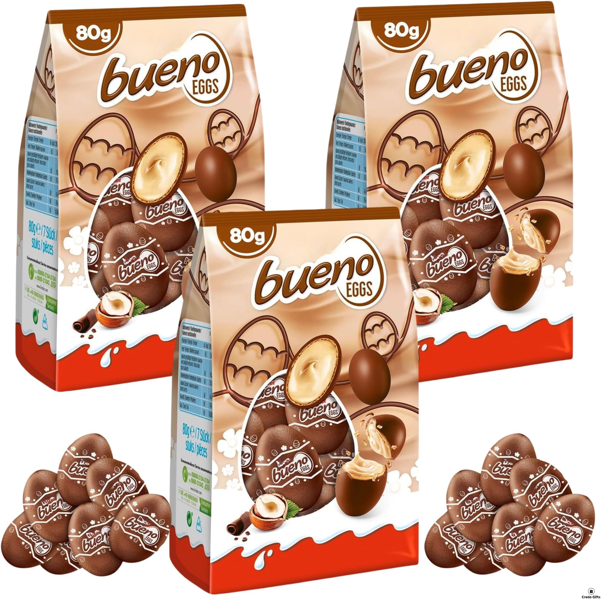 Chocolate Eggs Bundle With Delicious Creamy Bueno Eggs Bag 80g (3 Pack)