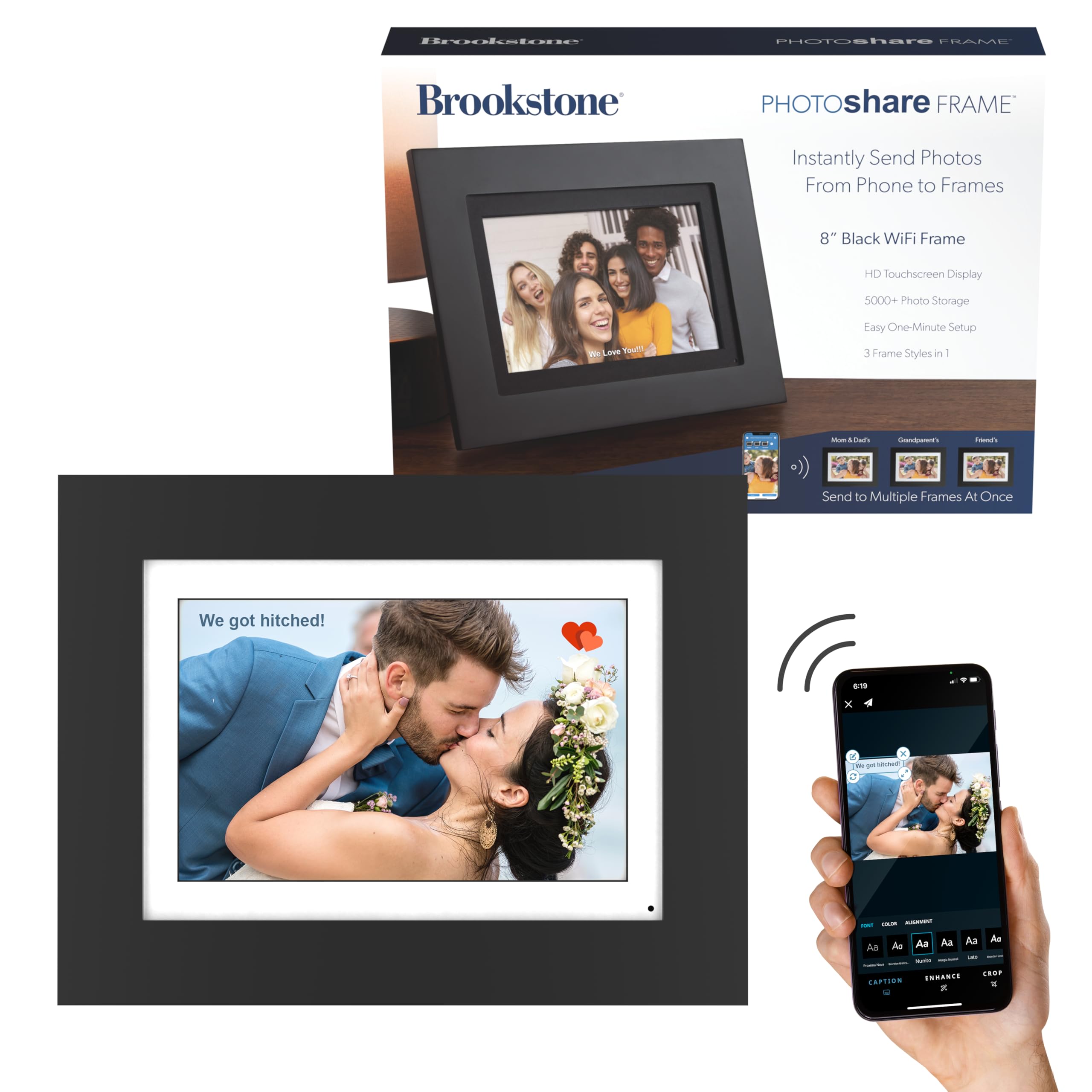 Amazon.com : Brookstone 8” WiFi Digital Photo Frame | Send Photo