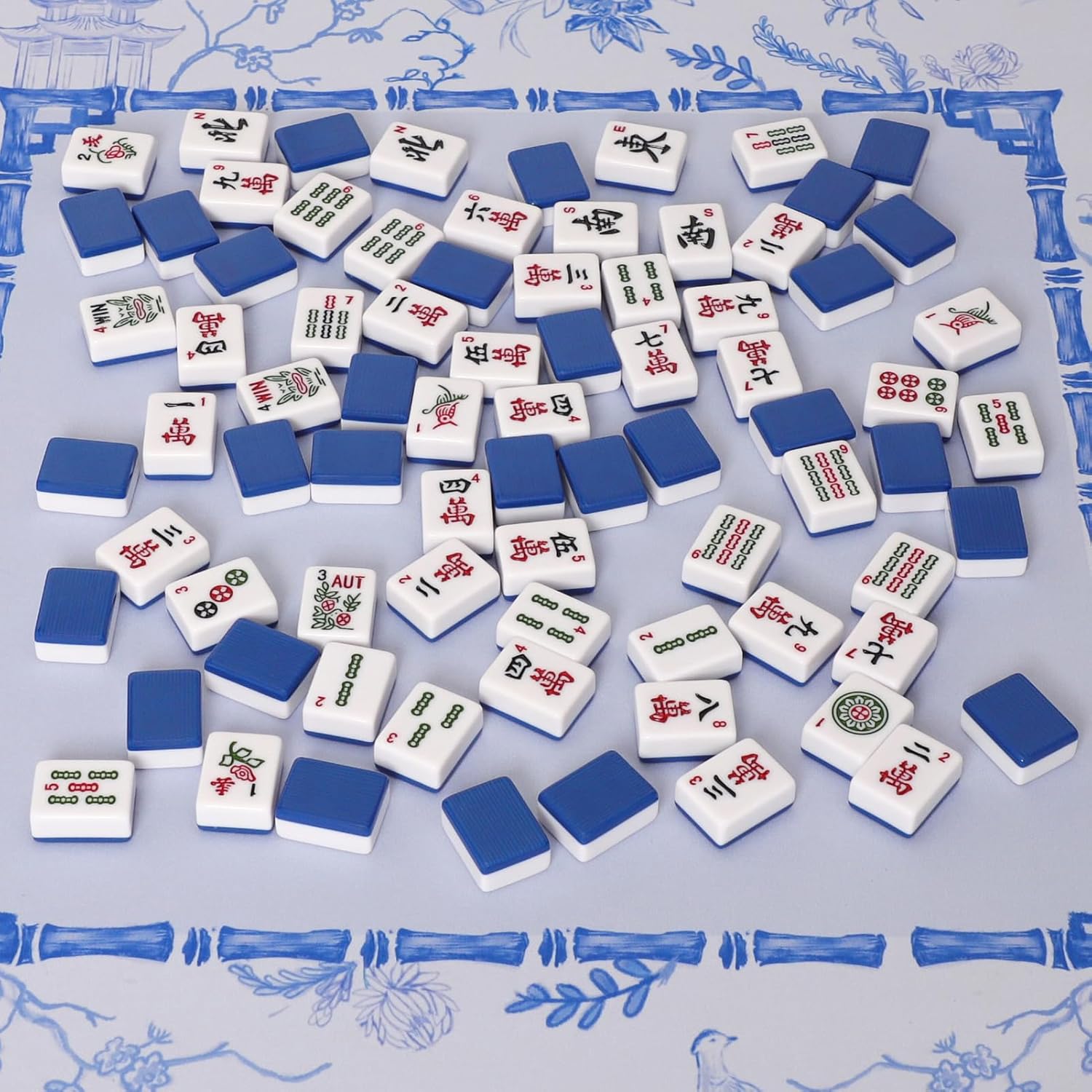 American Mahjong Tile Set with 166 Navy Blue Back Tiles (1.2”, Tiles Only)