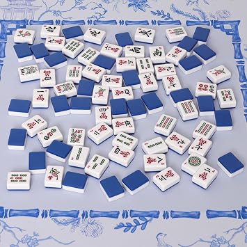 TIASUSAN American Mahjong Tile Set with 166 Navy Blue Back Tiles (1.2”, Tiles Only)