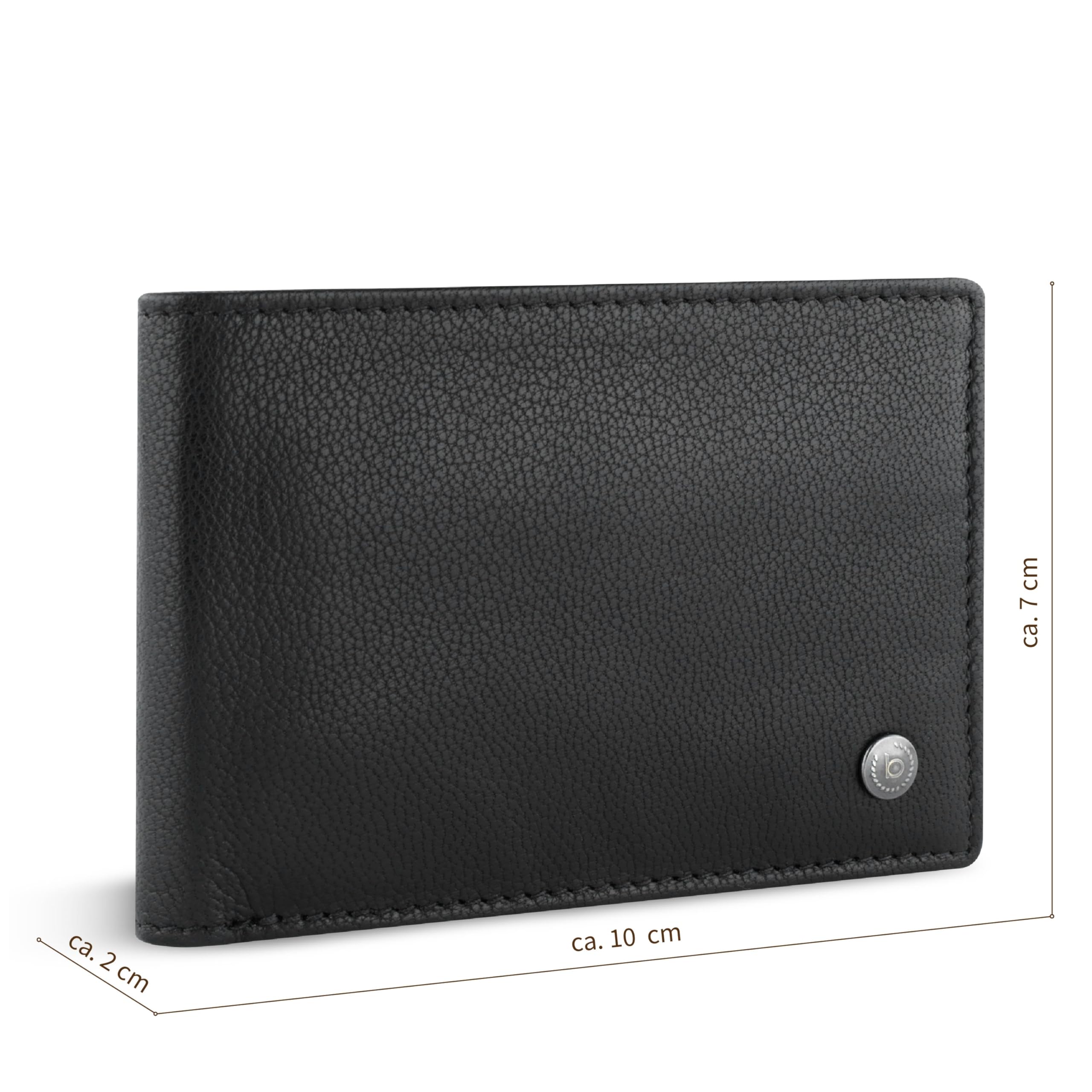 bugatti Black Magic Mini portfel wykonany w całości ze skóry, mały portfel z ochroną RFID, czarny
