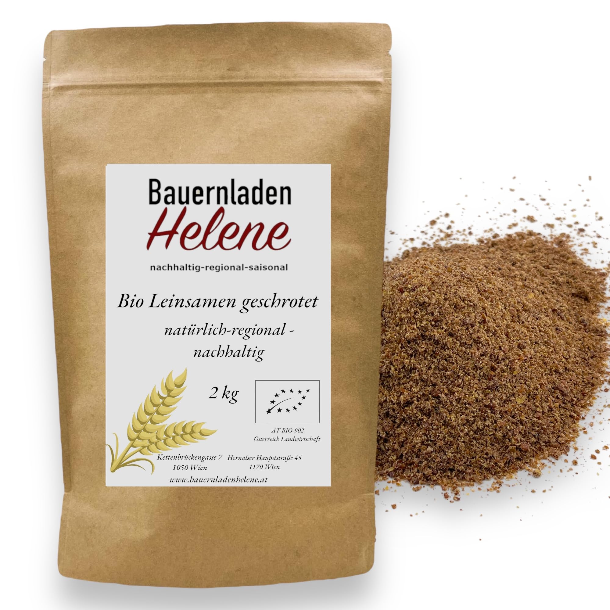 2 kg Bio Leinsamen geschrotet, Leinsamen, im 2Kg Vorteilspack