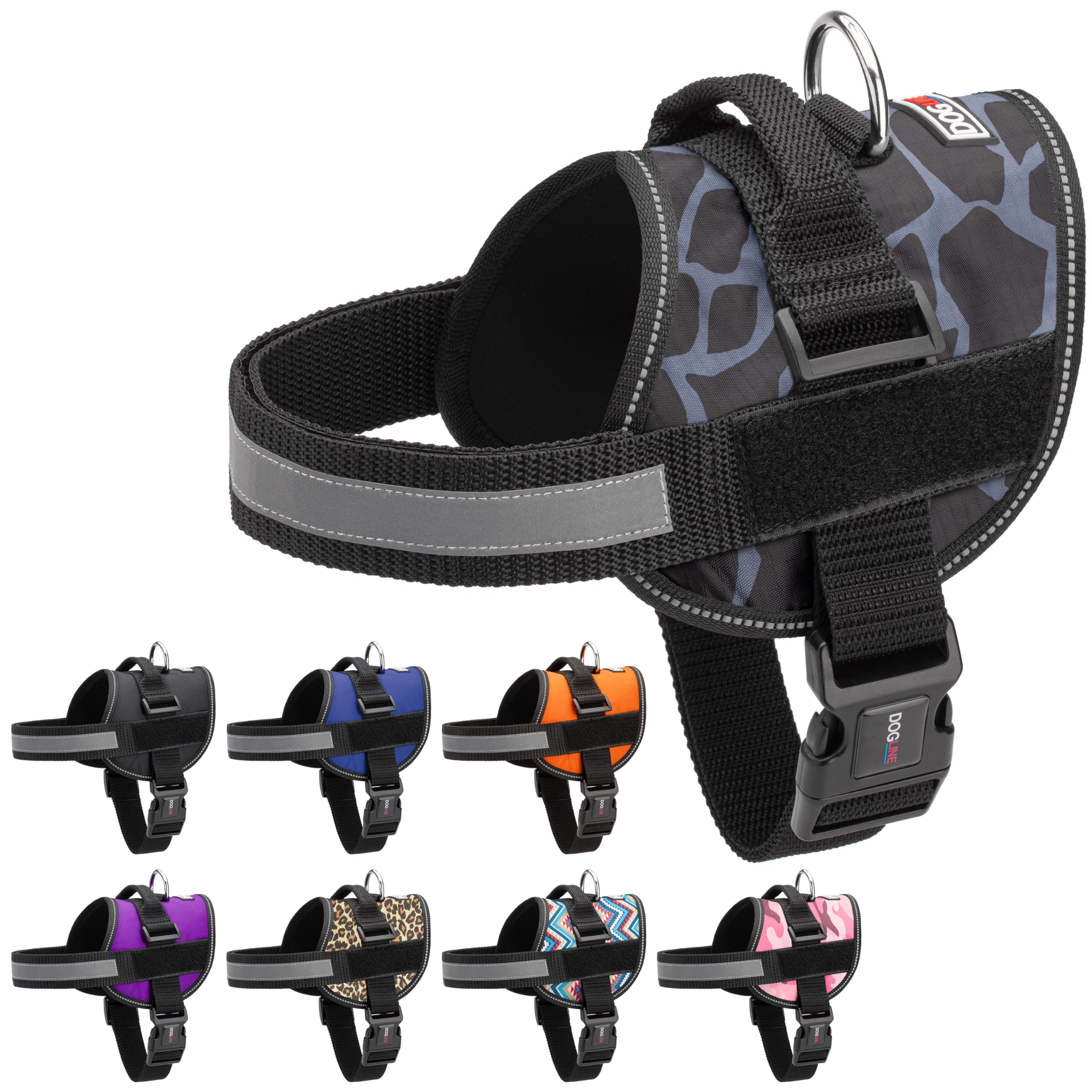 Dogline Dog Harness, Reflective No-Pull Adjustable Vest with Handle for Walking, Training, Breathable, No - Choke Harness for Small, Medium or Large