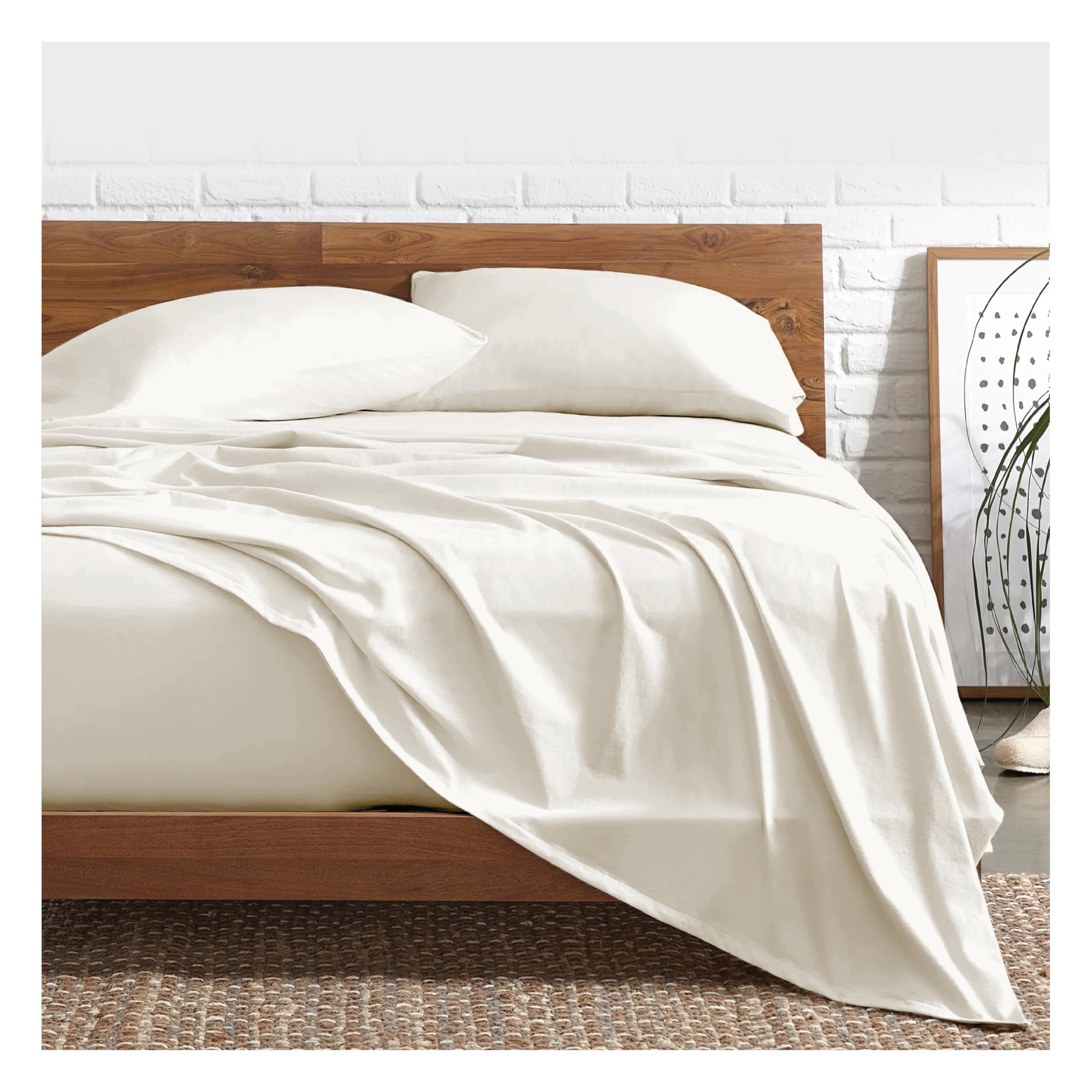 funky gadgets Deep Fitted Sheet & Flat Sheets 100% Egyptian Cotton Range Bedding Sheet (Cream Flat Sheet, Double) โ image 1