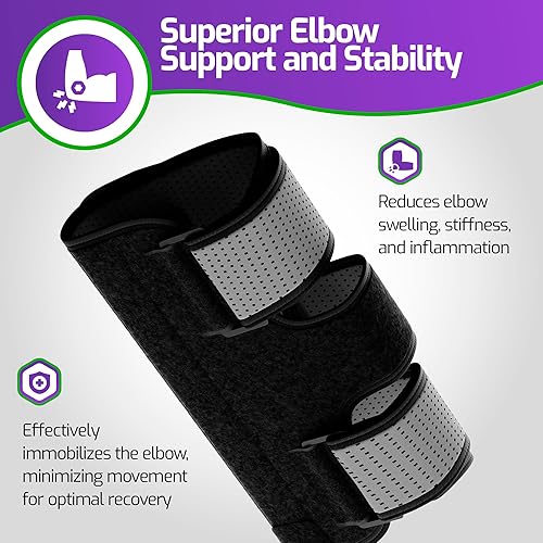 Miniatura 2 de MARS WELLNESS Inmovilizador universal de codo, ajustable, soporte de túnel cubital para codo de tenis, lesiones del nervio cubital esguinces,