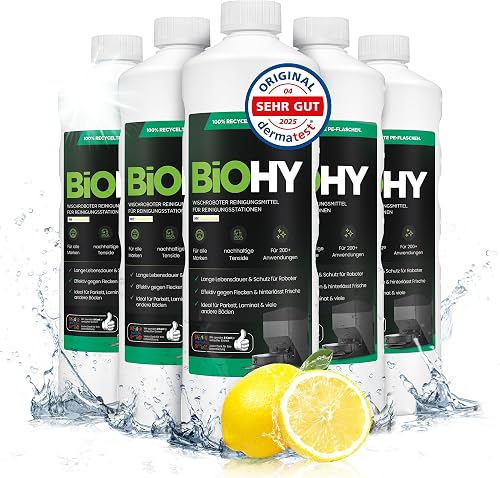 BiOHY Limpiador de robots aspiradores (6 botellas de 1 litro) | Especialmente desarrollado para estaciones de limpieza | Prolonga la vida útil de la estación de succión (Wischroboter Station)