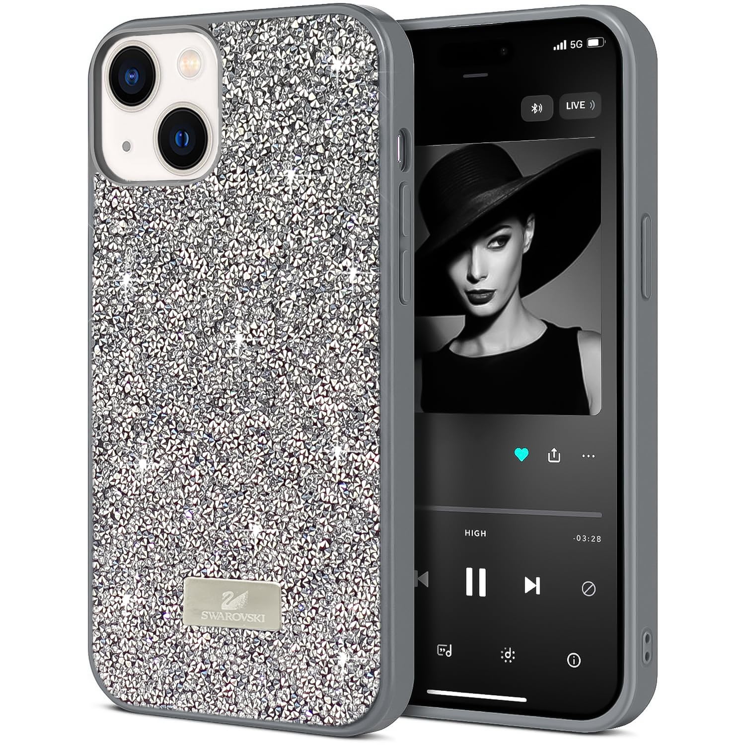 Dl3 Mobilak Case For iPhone 15+ Plus/14 Plus 6.7 Case Glitter, Sparkle Diamond Crystal Bling Case with Bling, Ultra Thin Lightweight Full Body Shockproof Anti-Scratch Protective Cover