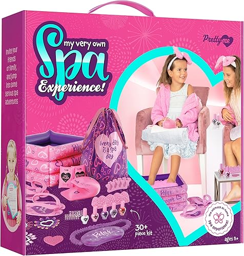 Pretty Me Kit de día de spa para niñas, juego de regalo de manicura y pedicura para niños de 5 a 10 años, regalos para niñas, kits de pies y uñas