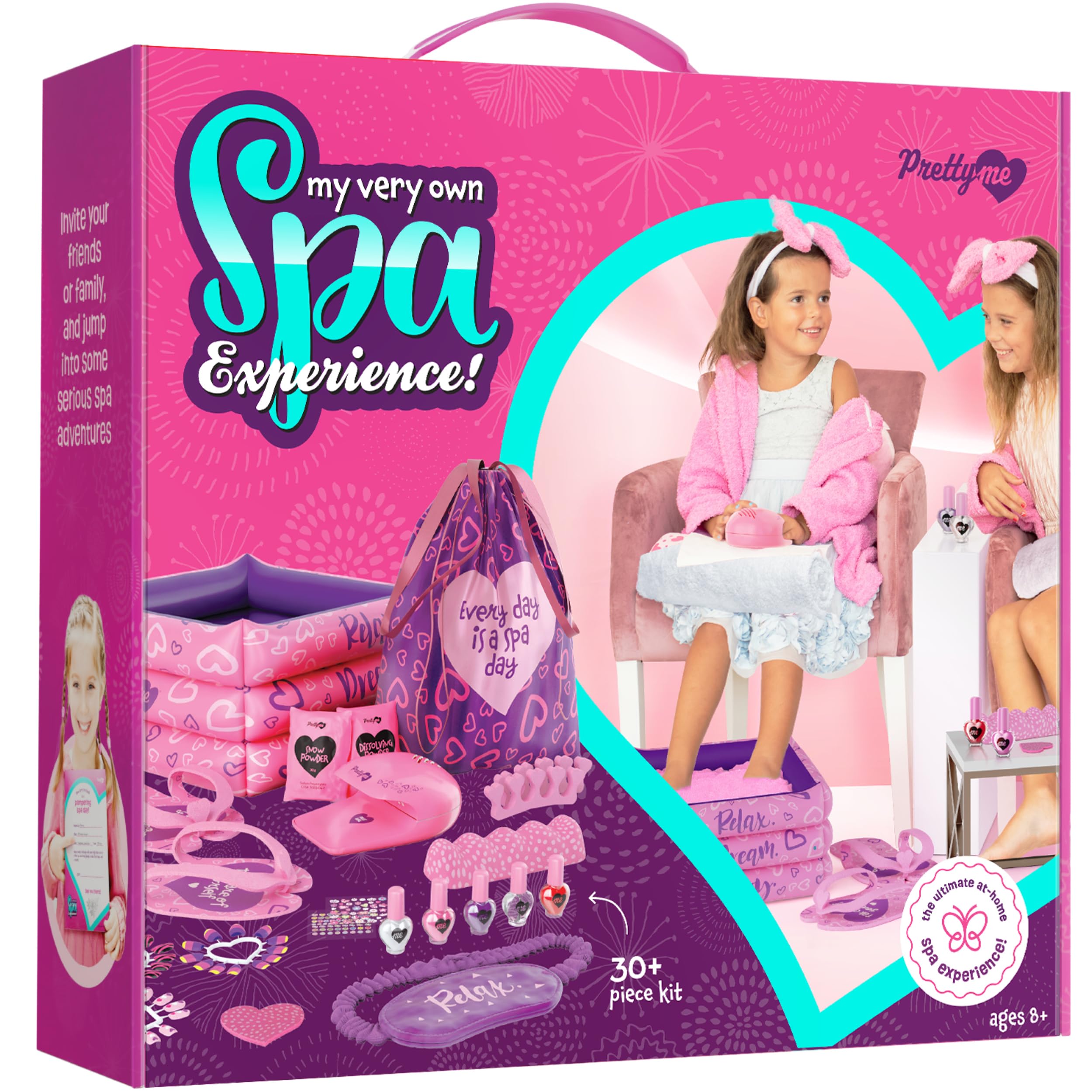 Pretty Me Spa Day Kit for Girls - Kids Manicure Pedicure Gift Set for Ages 5 to 10 - Girl Gifts - Kid Foot and Nail Kits - 6 Years Old Birthday Ideas - Children Toys Age 6-8 5-7