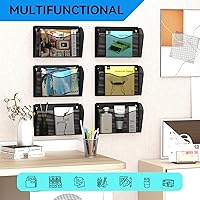 Vista 6 de 3 Single Pocket Wall File Holder, Mesh Hanging File Folder Paper Organizer, Vertical Wall Mounted Mail Basket, Storage Organization Magazine Rack